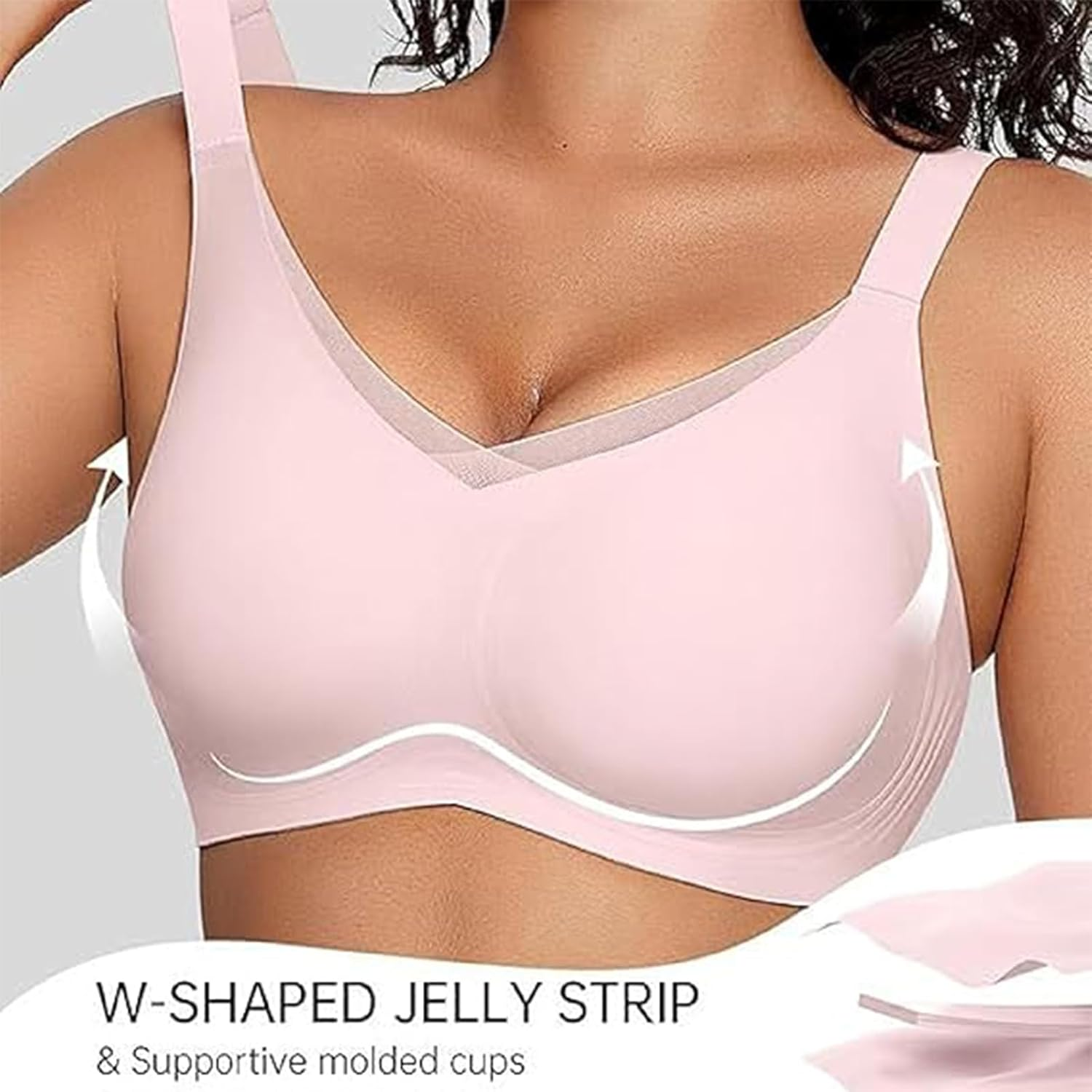 Arisefrom Bra, Havethedare Bra, Women'S Wireless V-Neck Crossover Mesh Seamless Push-Up Bras(No Underwire) image number 6