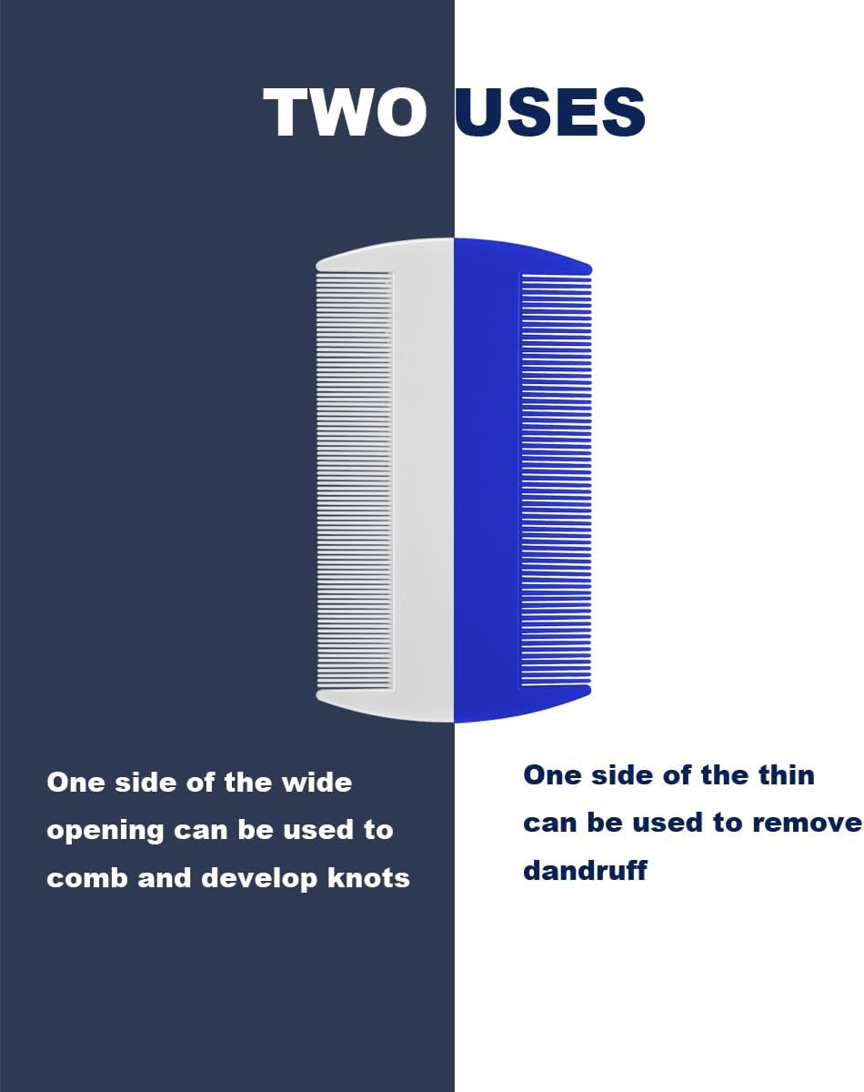 6 Pcs Head Hair Comb, Flea Comb, Double Sided Fine Tooth Comb, Lice Comb for Dandruff Removal, for Adults and Children(6 Colors) image number 4