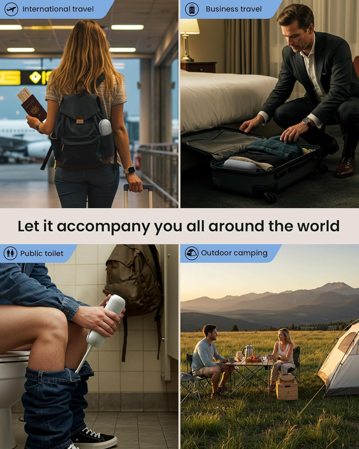 Rechargeable Portable Bidet for Travel & Camping, USB-C Handheld High-Pressure Sprayer, 200Ml Collapsible Water Storage, Postpartum & Hemorrhoid Care, Personal Hygiene for Women & Men image number 1