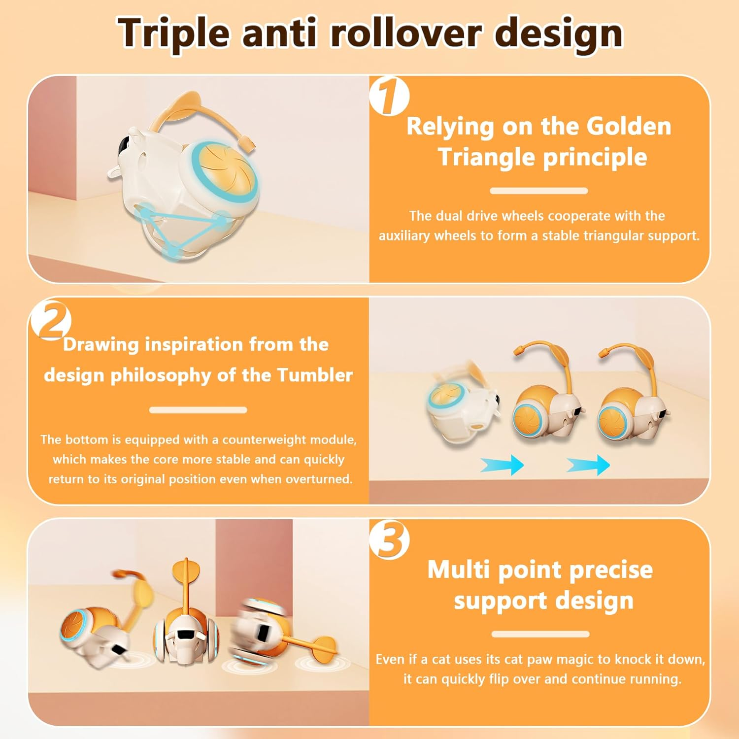 Oiuyamn Interactive Smart Cat Toys, Automatic Obstacle Avoidance Cat Toys, Cat Mouse Toys for Bored Indoor Cats image number 2