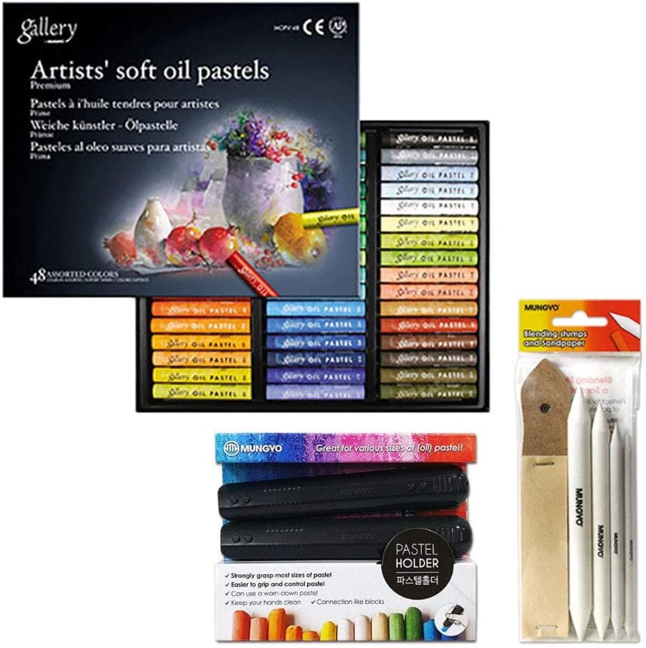 Mungyo Gallery Soft Oil Pastels Set of 48 (Incl. Blending Stumps and Sandpaper Set, Pastel Holder) image number 1