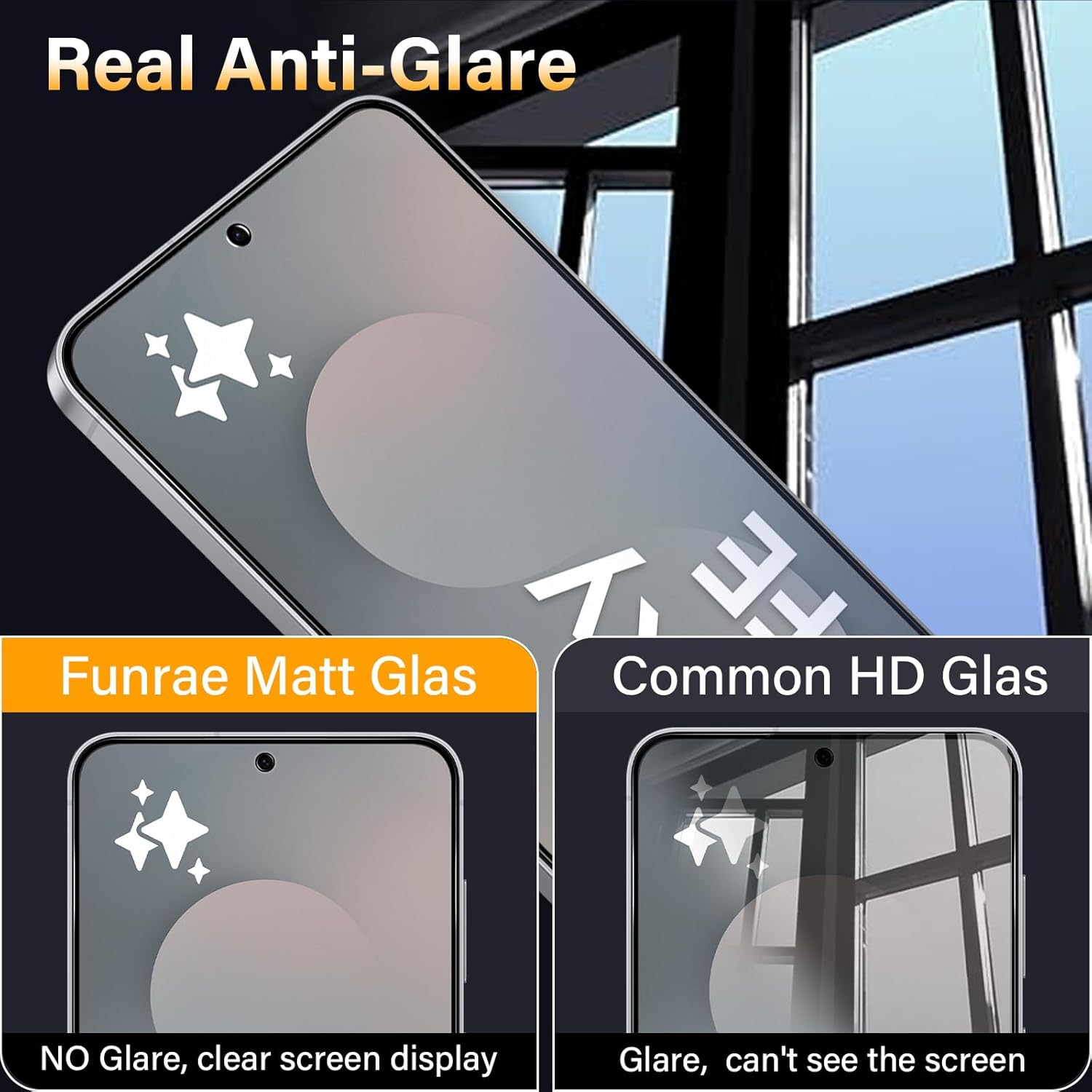 Funrae Full Screen Matte Screen Protector for Samsung Galaxy S25 FE 5G for Tempered Glass, Pack of 2 Anti-Fingerprint Matte Film, 9H Hardness Tempered Glass Protective Glass, Anti-Glare image number 2