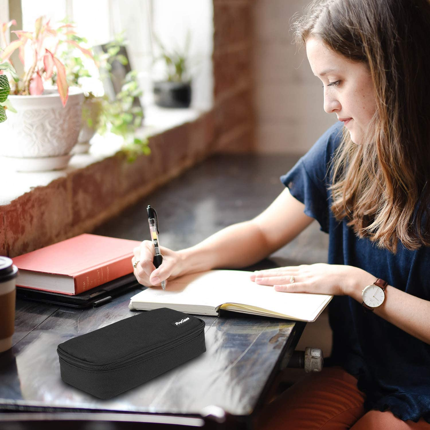 Procase Pencil Bag Pen Case, Large Capacity Students Stationery Pouch Pencil Holder Desk Organizer with Double Zipper, Portable Pencil Pouch for School Office Supplies image number 6