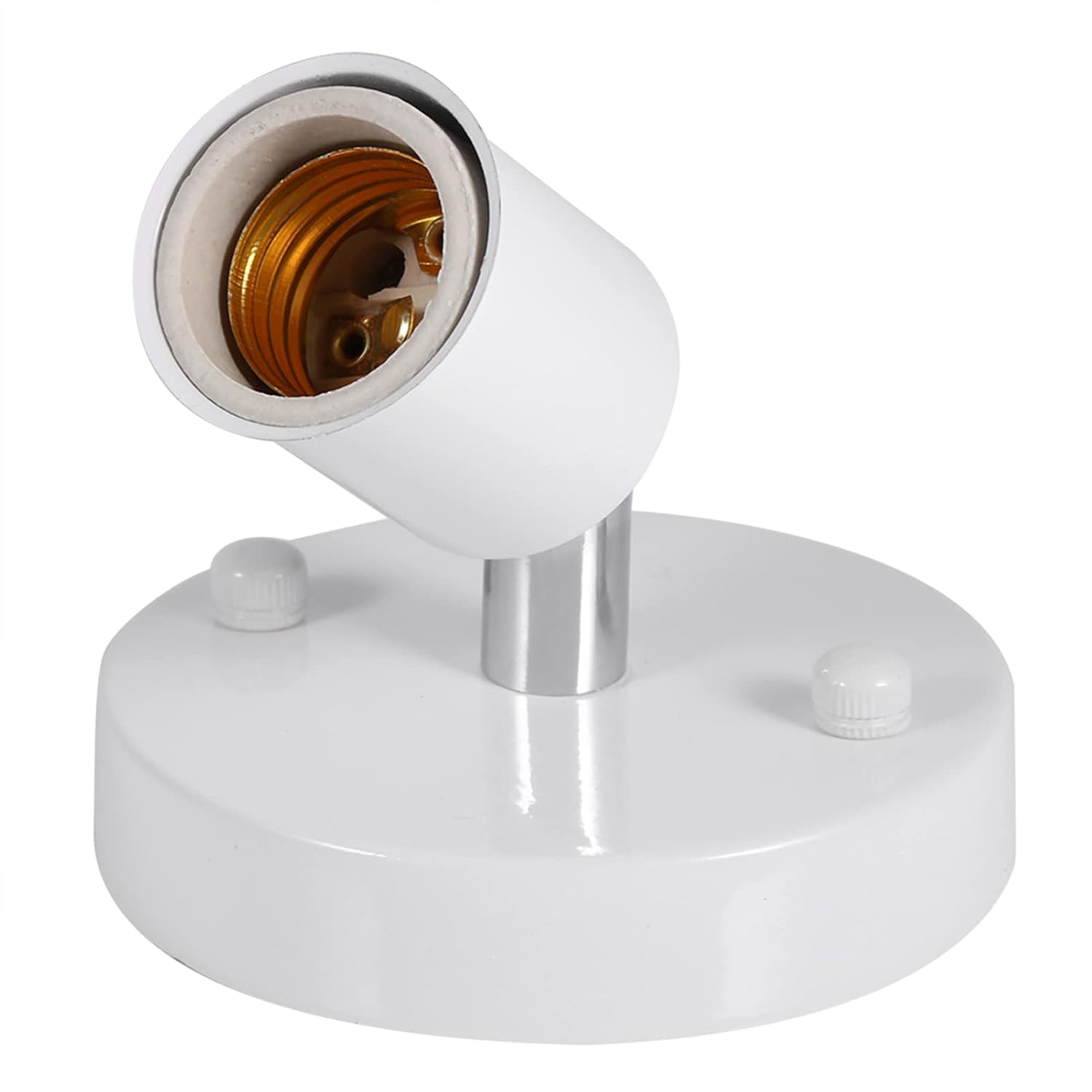 E27 Ceiling Lamp Holder, 180 Degree Rotating Adjustable Vintage Ceiling Light Wall Mounted Lamp Bulb Holder Socket, Screw Light Bulb Holder Base, Pendant Bulb Lamp Screw Socket (White) image number 1