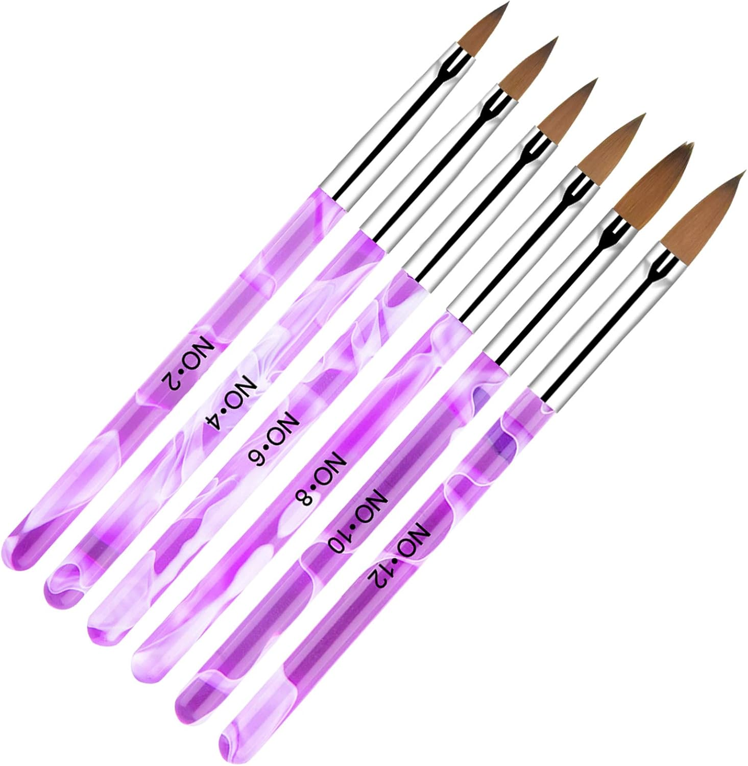 Avodova 6PCS Purple Nail Art Brush Set, Nail Art Tips Builder Brush, UV Gel Acrylic Nail Brush Nail Painting Brush Pen, Nail Art Design Painting Liner Pen Set, Acrylic Nail Brush Kit for Home Salon image number 2