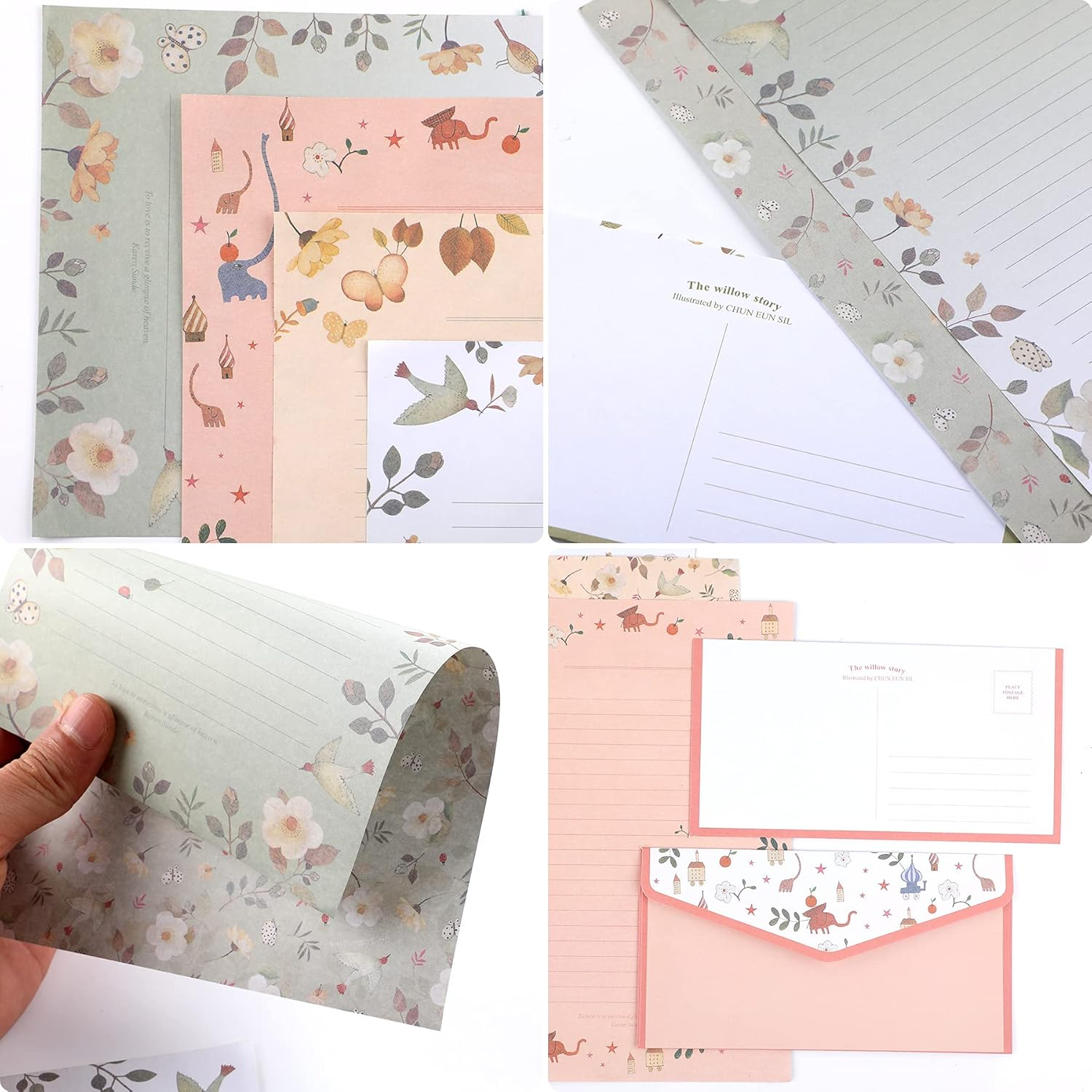 Stationery Writing Paper and Envelopes Set Cute Vintage Floral Letter Writing Paper for Women（18 Sheets +9 Envelopes） image number 3