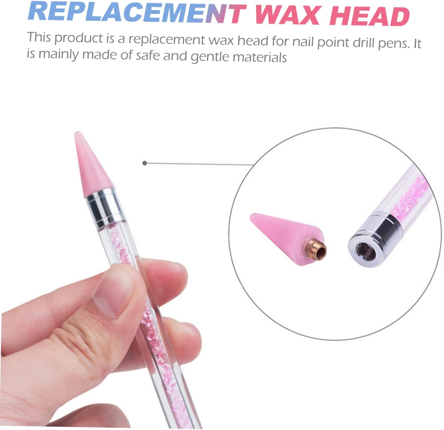 MOTHNUR 12Pcs Wax Replacement Tips for Rhinestone Picker Nail Dotting Pen Multi-Color White Black Yellow Blue Pink Green Easy to Install for Diy Nail Art image number 1