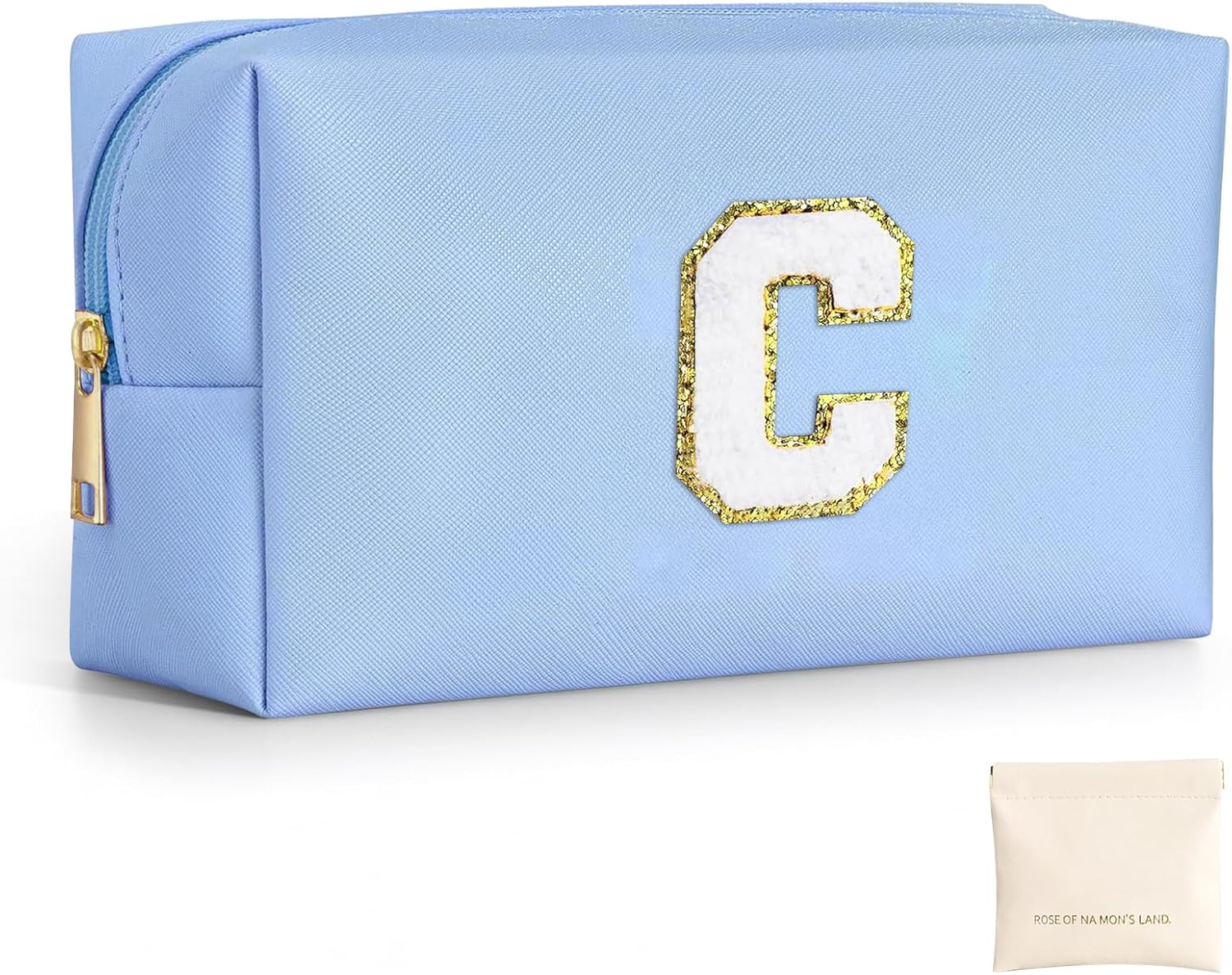 LIAN Initial Makeup Bag Personalized Cosmetic Bags Cute Makeup Pouch Waterproof PU Small Travel Toiletry Bags for Women Preppy Things for Girls (Pink-A)