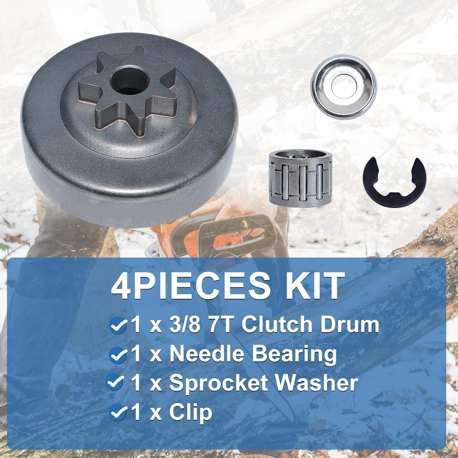AUMEL 3/8" Cluch Drum Sprocket Bearing Washer Clip Kit for STIHL MS311 MS391 Chainsaw Replace 11296402000 image number 2