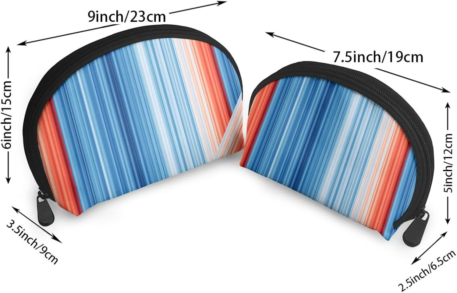 Cozimangoe Coin Pouch Makeup Bags Set, 2 Piece Shell Shape Cosmetic Bag with Pockets for Daily Travel Handbag Lipstick Keys Toiletry, Personalized Climate Stripes image number 5