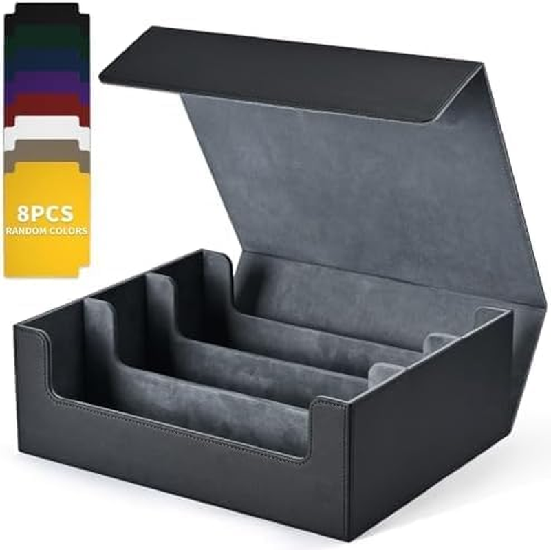 PU Leather Card Deck Case Organizer for Trading Cards, Commander Guard Card Holder 1800+ Card Storage Box, Magnetic Closure Suitable for Game, Sport, TCG, Pokemon Cards -Black image number 1