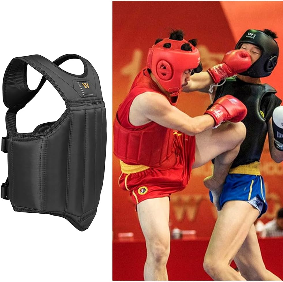 TOMVAES Chest Guard Protection Pad Adjustable Rib Shield Armour Protector, Solid Body Protector for Boxing, Karate,Mma,Taekwondo, Muay Thai for Adults (Red) - Black image number 3