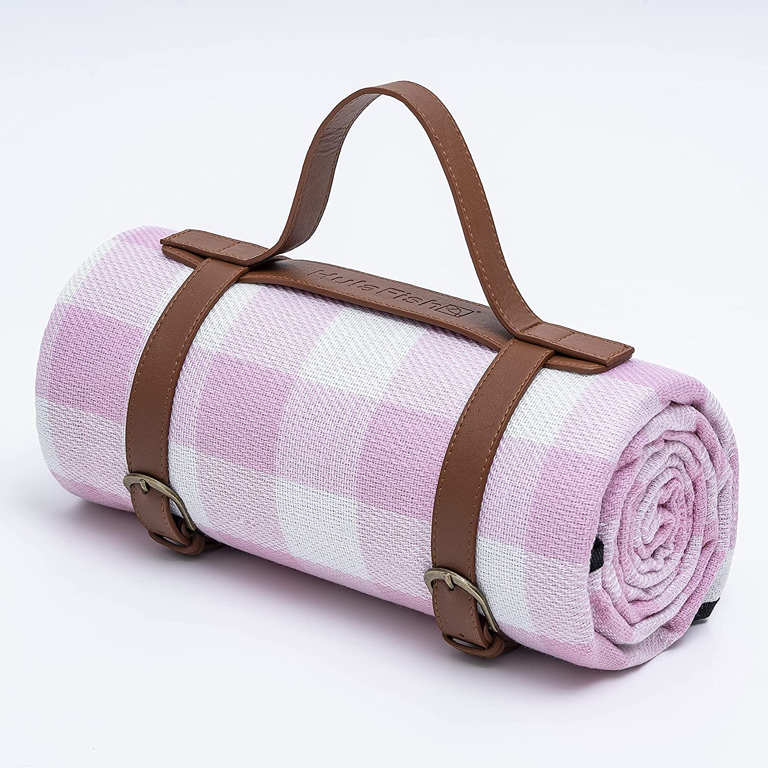 Foldable 59''X79'' Extra Large Waterproof Picnic Blanket - Thick Outdoor Mat Perfect for Park and Beach, Water Resistant for Happy Outings. Machine Washable Picnic Tote... (Pink Gingham)