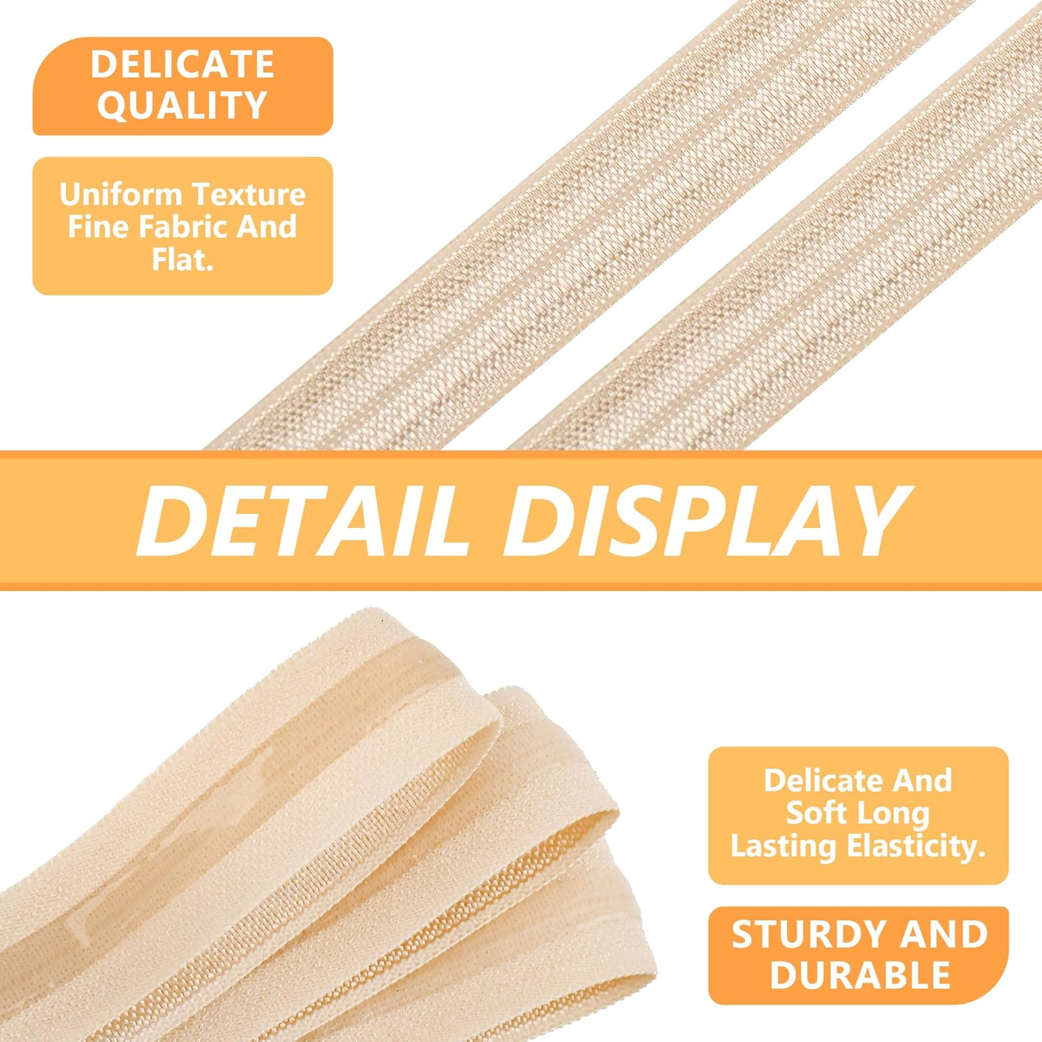 Yuhangilx Silicone Gripper Elastic for Clothing,5 Yard per Roll,5/8 Inch Width,Non-Slip Stretchy Silicone Elastic Band for Sewing,For DIY Garment Accessory & Hairbow,Multi Colors(Nude) image number 2