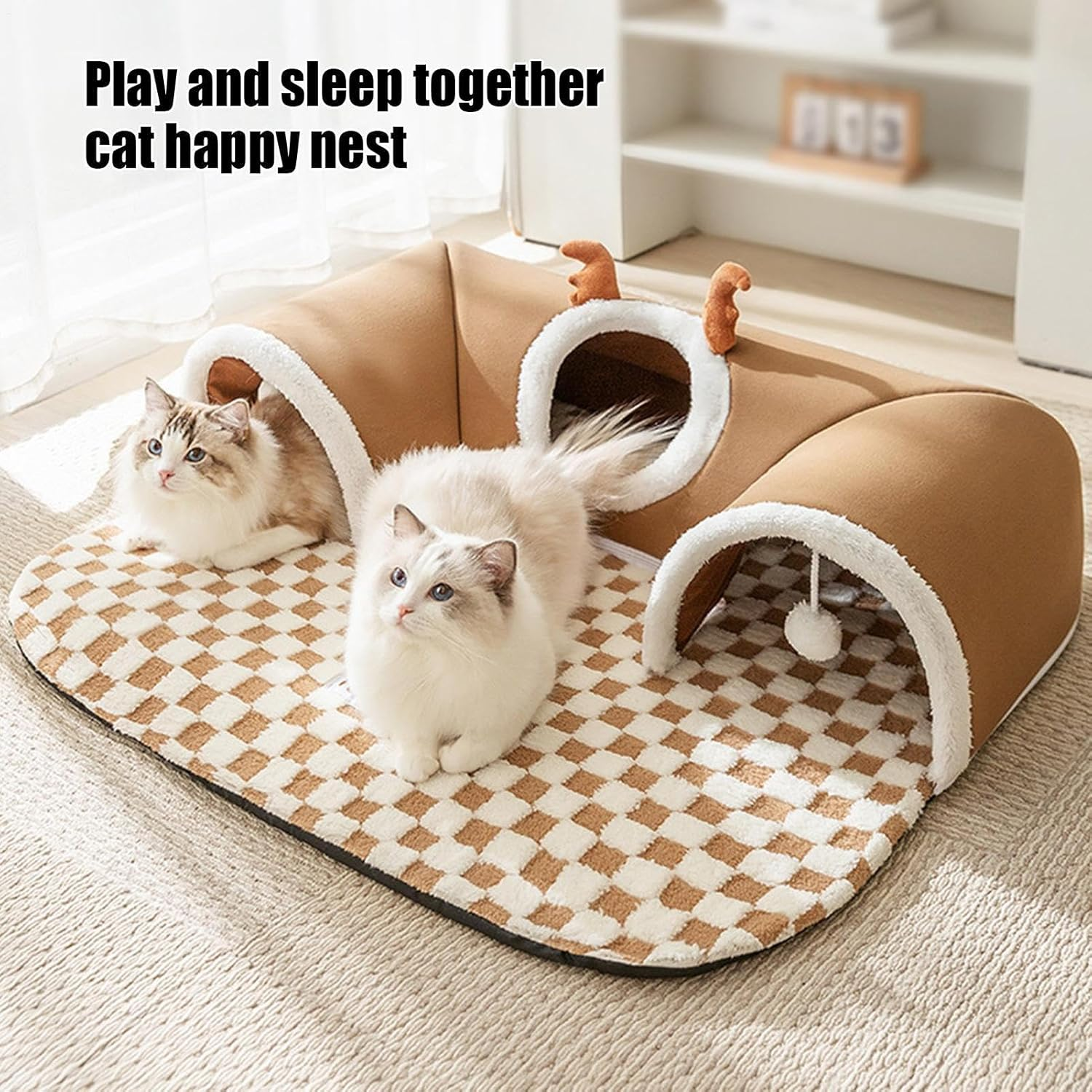 Yjkedfh Cat Tunnel Bed,Cat Play Tunnel - Warm Shelter Tent House Toys for Dog Pet Animal Indoor Outdoor Wall-Corner Games Outside image number 4