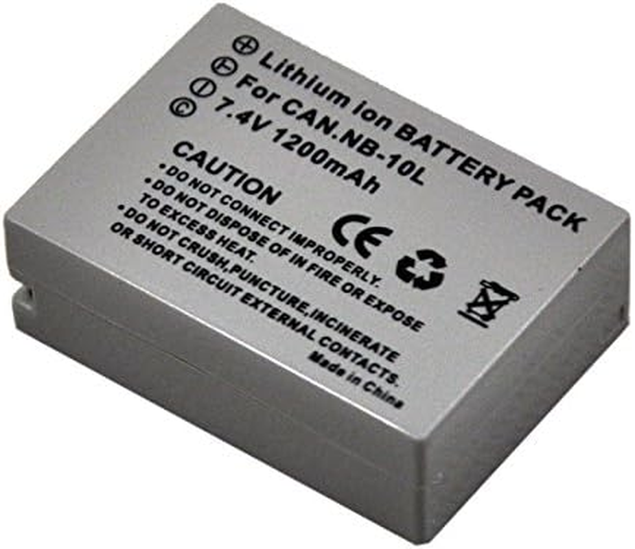 BTBAI NB-10L Camera Battery+Charger DC USB Single for NB10L Powershot SX40 SX50 SX60 HS G1X G1 X G3X G3 X G15 G16 Digital U1A