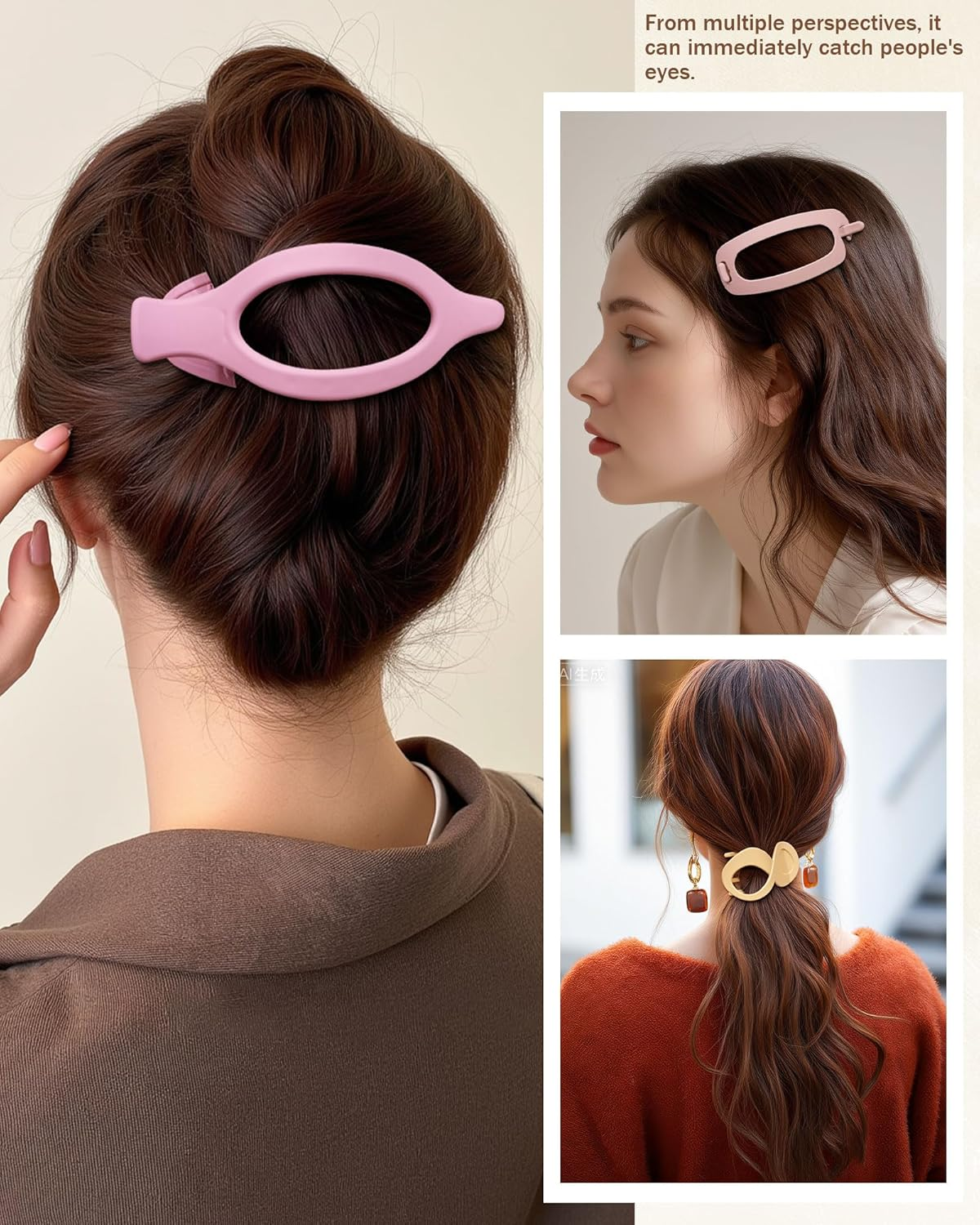 Kajeer Pack of 6 Flat Hair Clips for Women - French Flat Hair Clips Comfortable Flat Hair Claw Clips for Thick Thin Hair, Everyday Life, Sports, Driving (Fresh Colours)