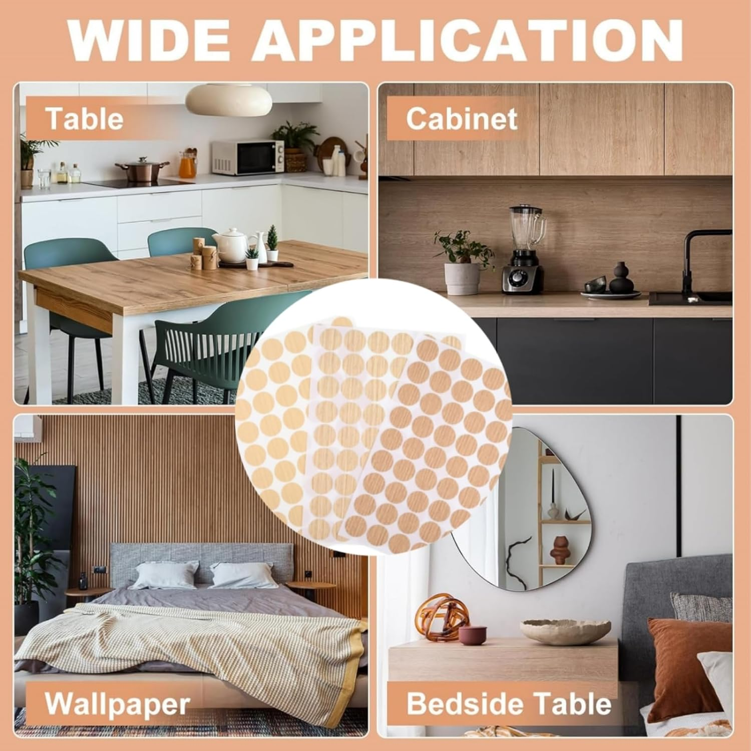 Suytvenxau Screw Hole Stickers Self Adhesive, 162 Pcs 21Mm round PVC Stickers to Cover Screws for Furniture Repair (Natural Wood) - Walnut image number 2