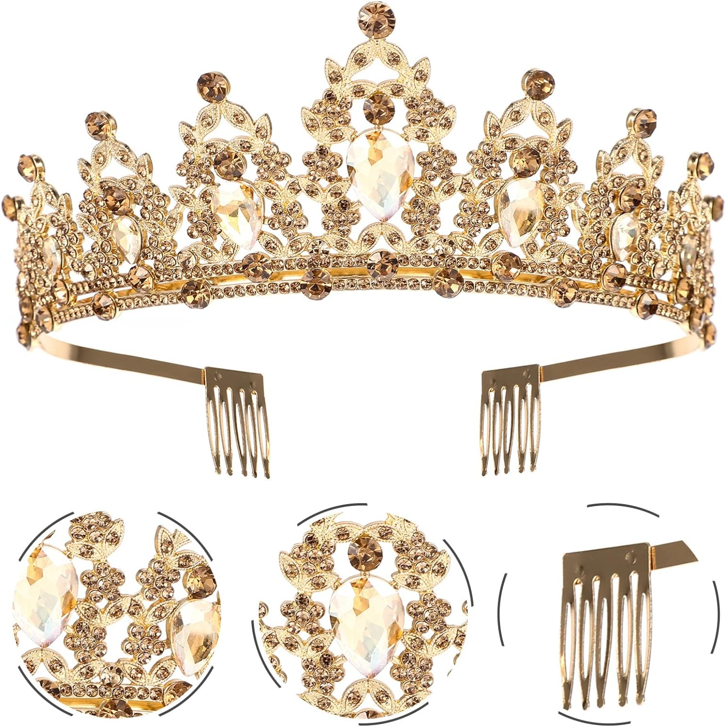 FRCOLOR Wedding Crown Rhinestone Bridal Tiara Party Crown Shining Engagement