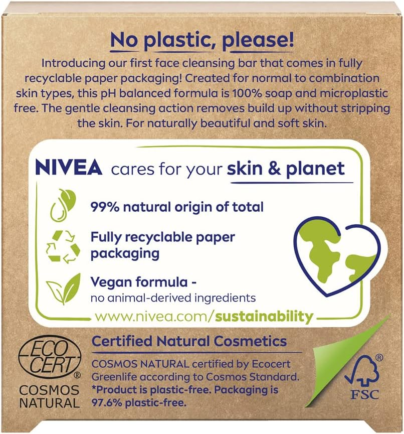 Nivea Face Cleansing Wonder Bar Sensitive Grape Seed Oil Fragrance Free 75G