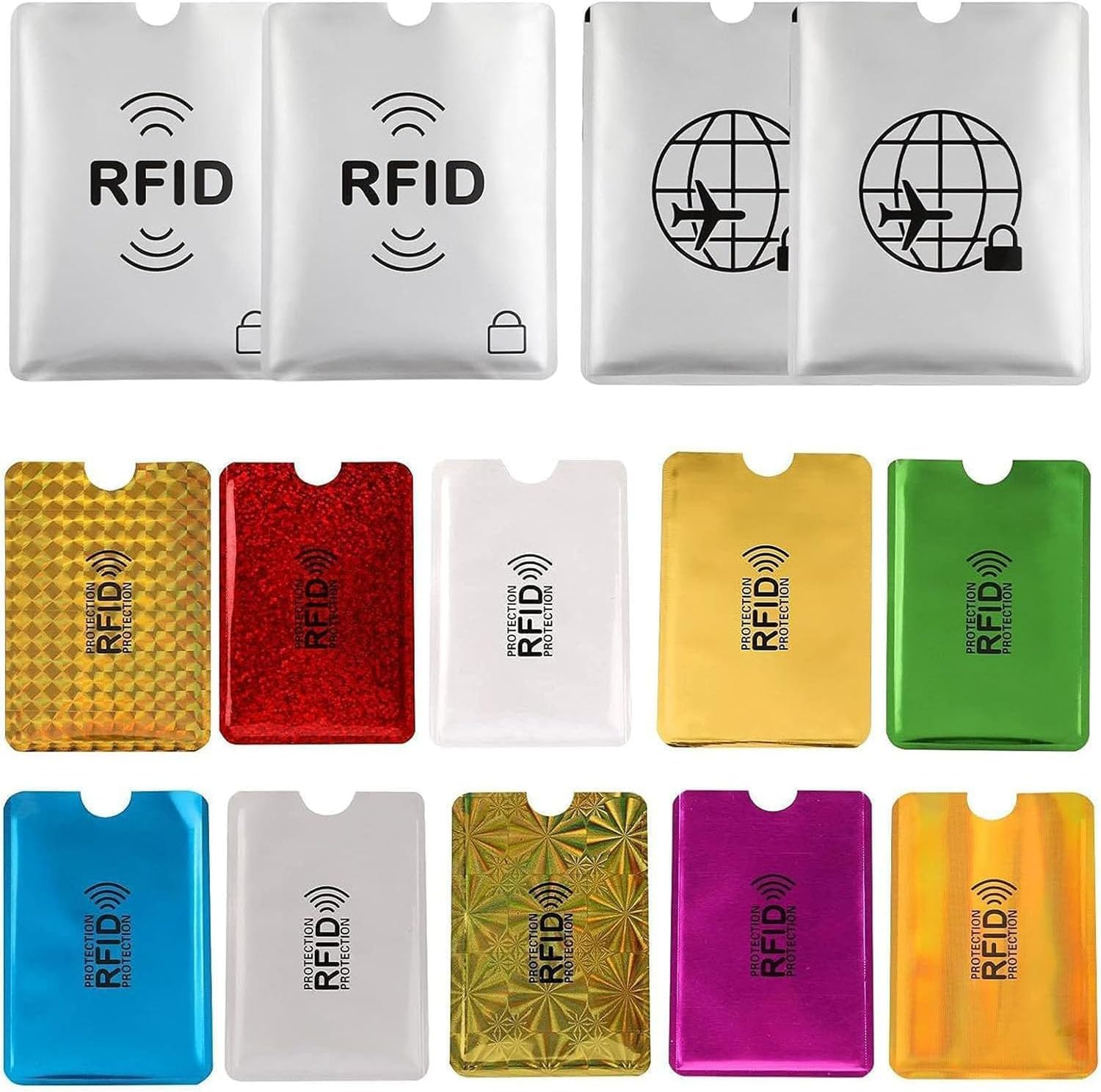 14Pcs RFID Blocking Sleeves, 10Pcs Credit Card Protector and 4Pcs Passport Sleeve for Cards Passport Identity Theft Protection (Classic) image number 5