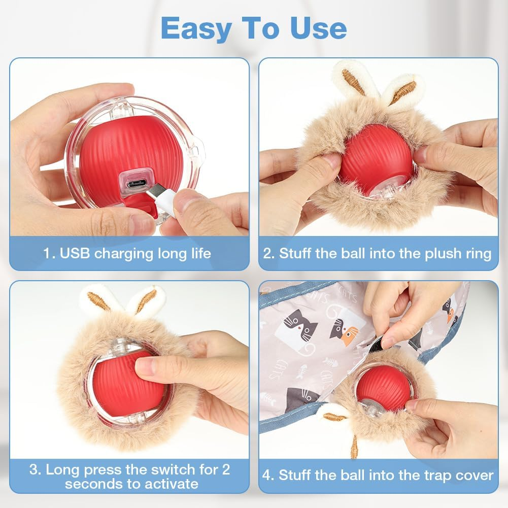 AYESY Cat Toys Ball for Indoor Adult Cats,Interactive Cat Toy, Automatic Random Rolling Ball Kitten Toys with Mat, Rechargeable & Motion Activated, Hide and Seek Game(Round) image number 1