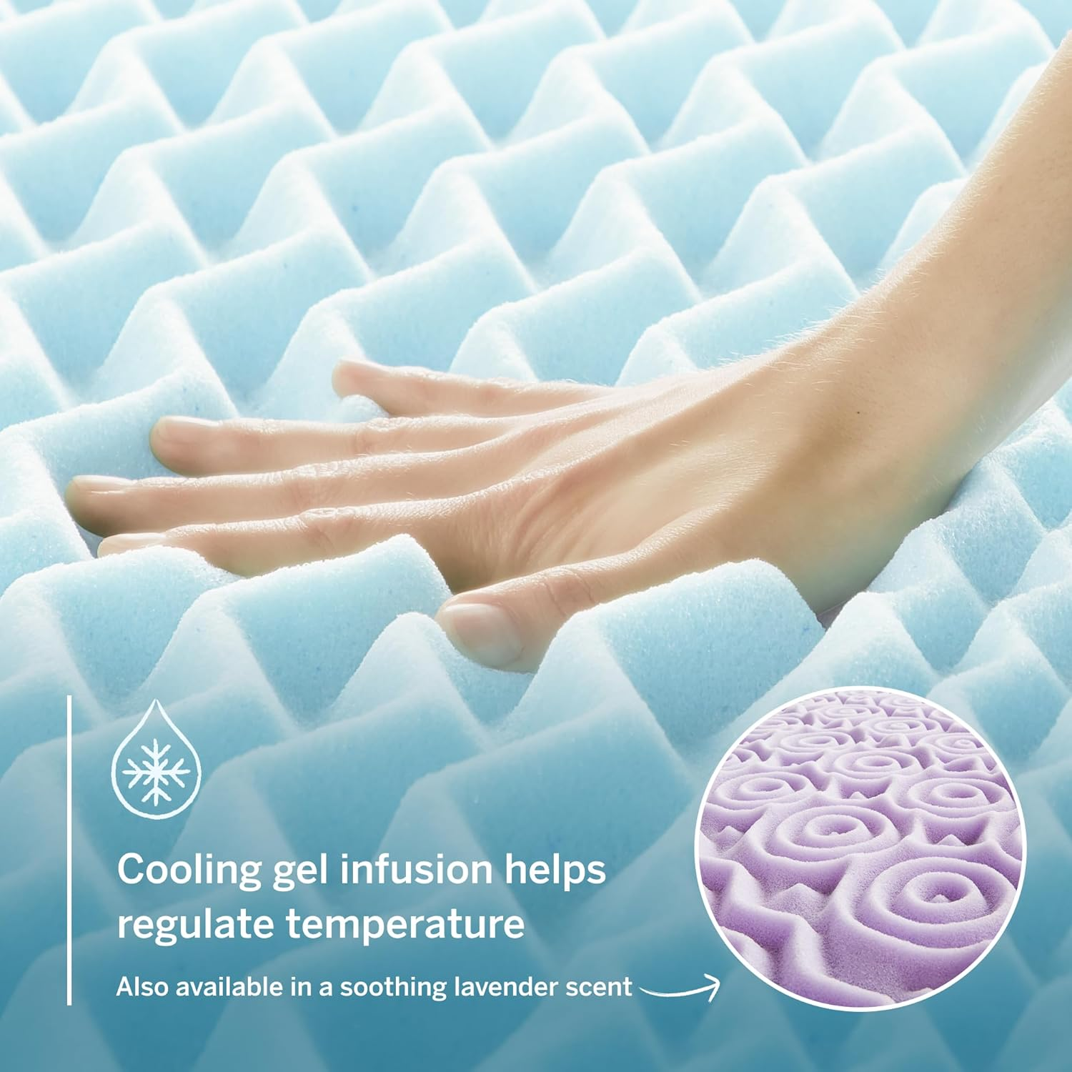 LUCID LU20KK30ZNGT 2 Inch 5 Zone Gel Memory Foam Mattress Topper - King image number 6