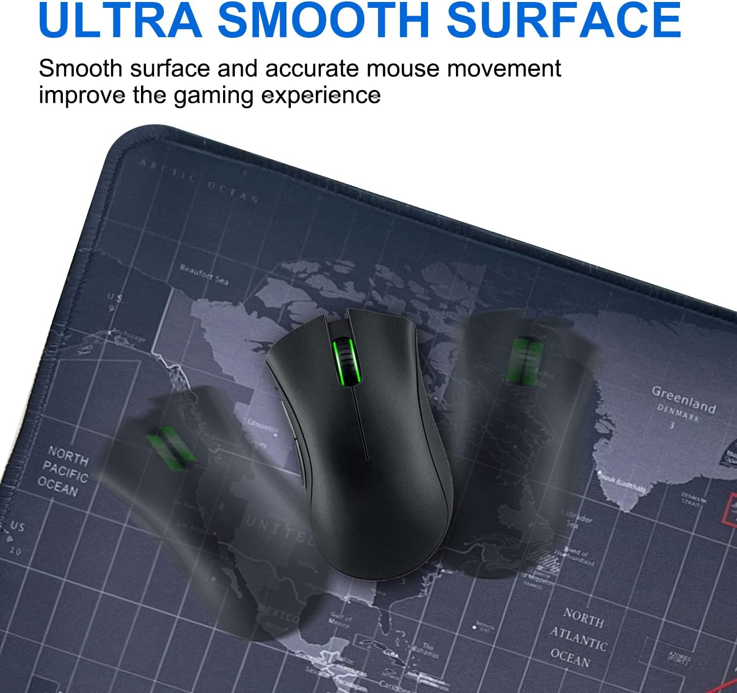 Lznyi Mouse Pad Large Gaming Desk Mat Extended Mousepad with Personalized Design Keyboard Pad for Laptop, Computer and PC - 600X300Cm Black World Map image number 6