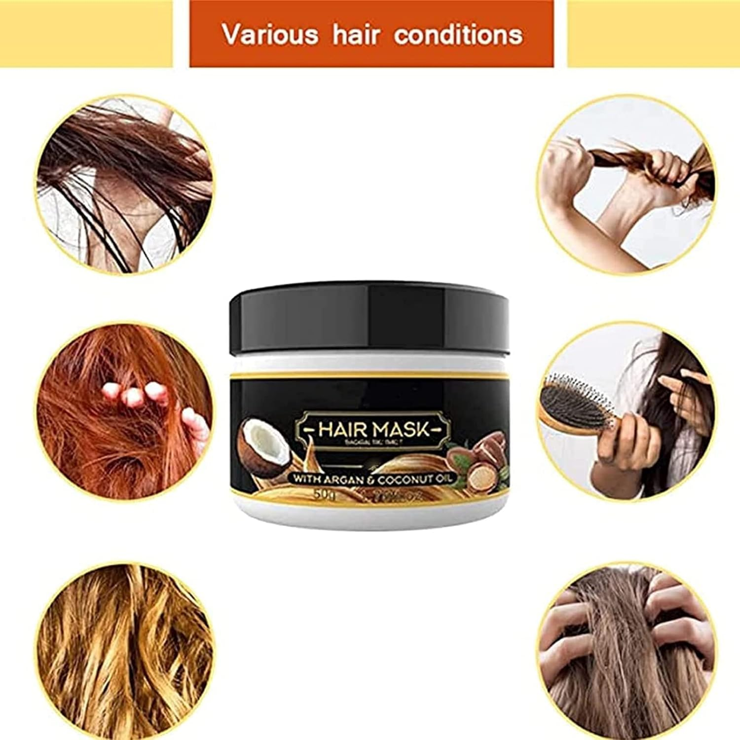 2Pcs Instant Keratin Hair Repair Mask, Magical Hair Treatment Mask, Hair Damage Repair, Deep Conditioner Suitable for Dry Damaged Hair and Growth,Nourishment & Scalp Treatment -50G