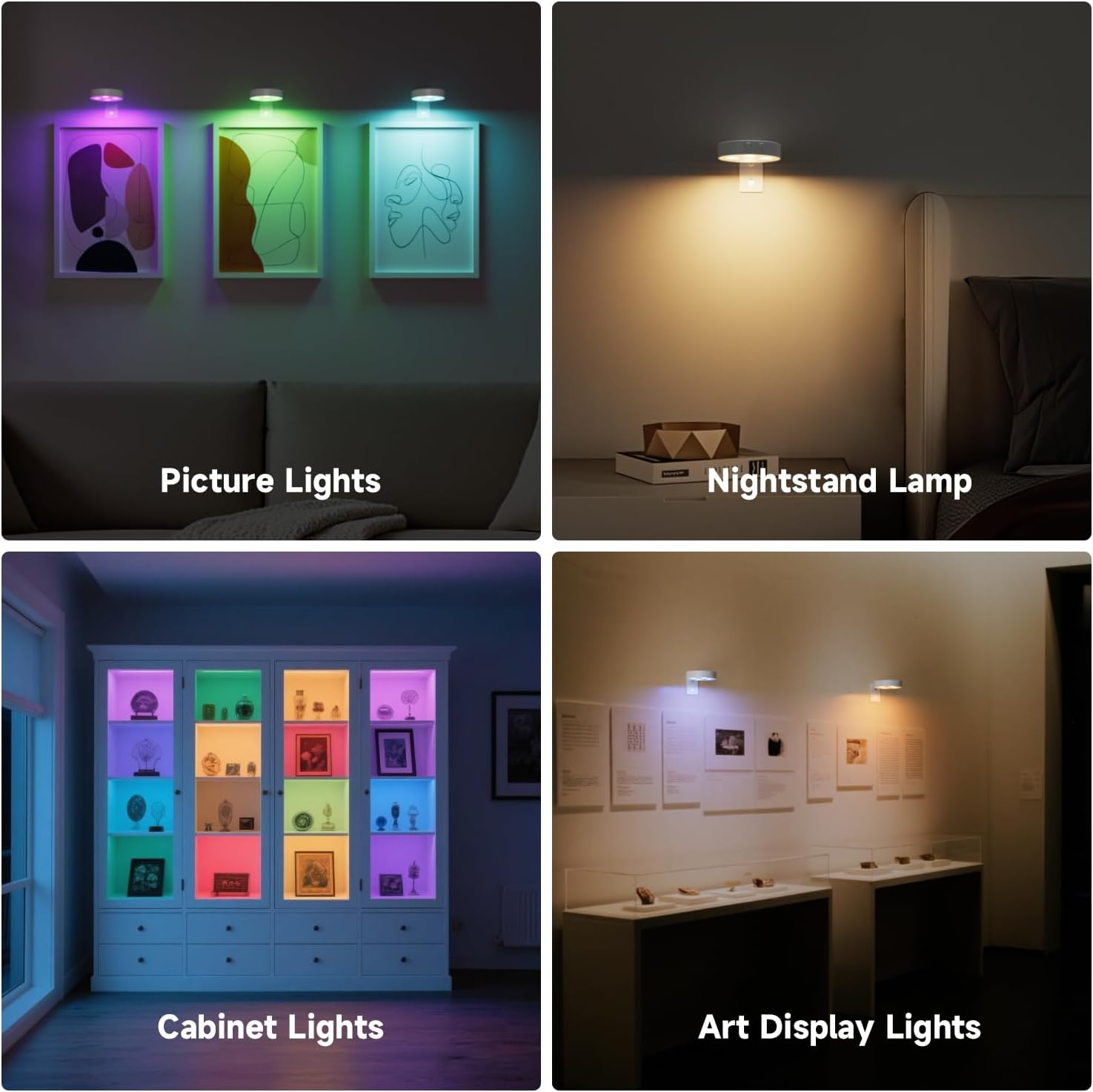 Picture Lights for Wall, 1000Mah Rechargeable Battery Magnetic Poster Lights with Motion Sensor, 12 RGB Color, Remote Dimmable Timer Painting Light, Wall Decor Light for Art Display, Frame image number 3