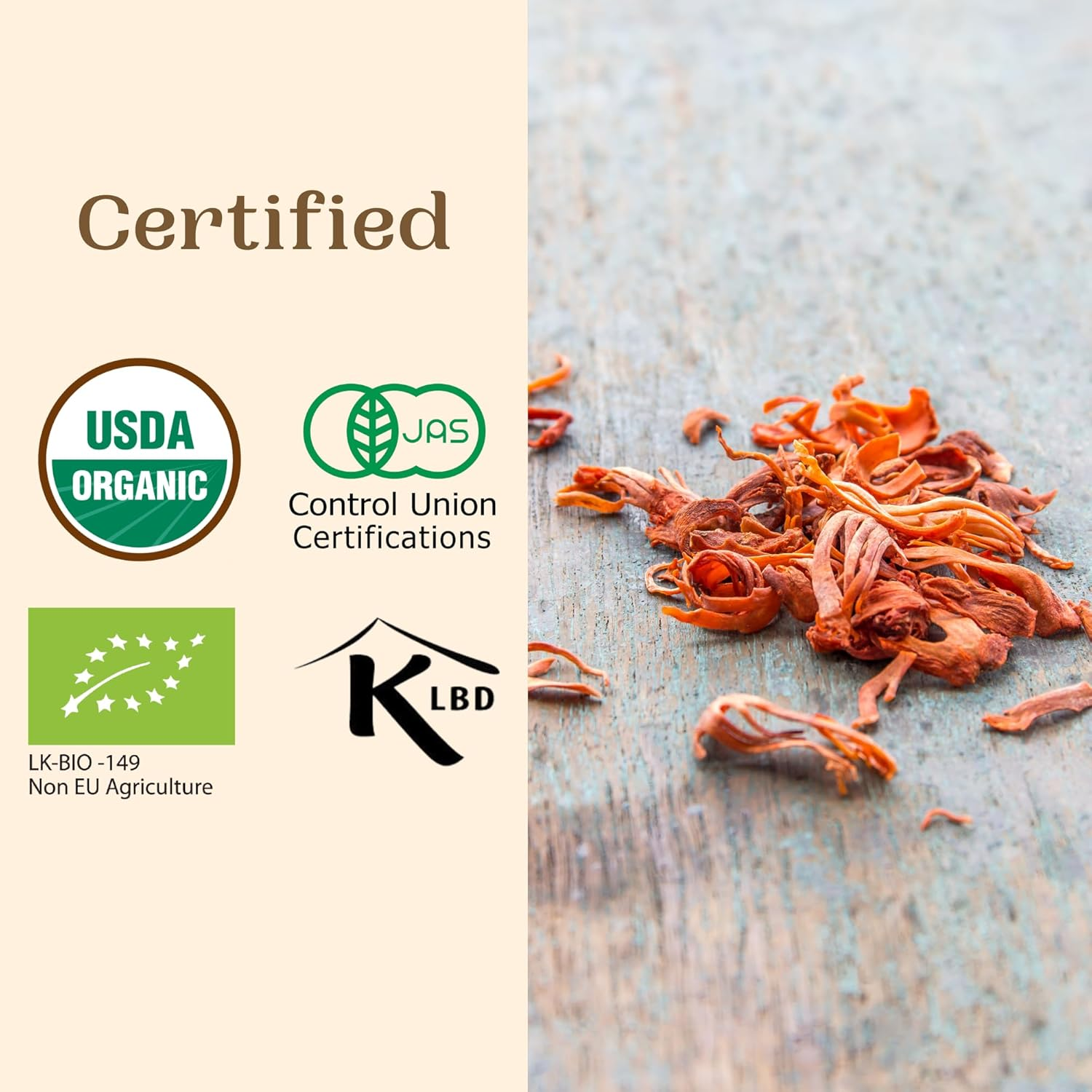 Premium Organic Mace Whole | Product of Sri Lanka | 50G | USDA Certified | Halal Certified | Kosher Certified | Pure Natural Spice | Quality Javitri