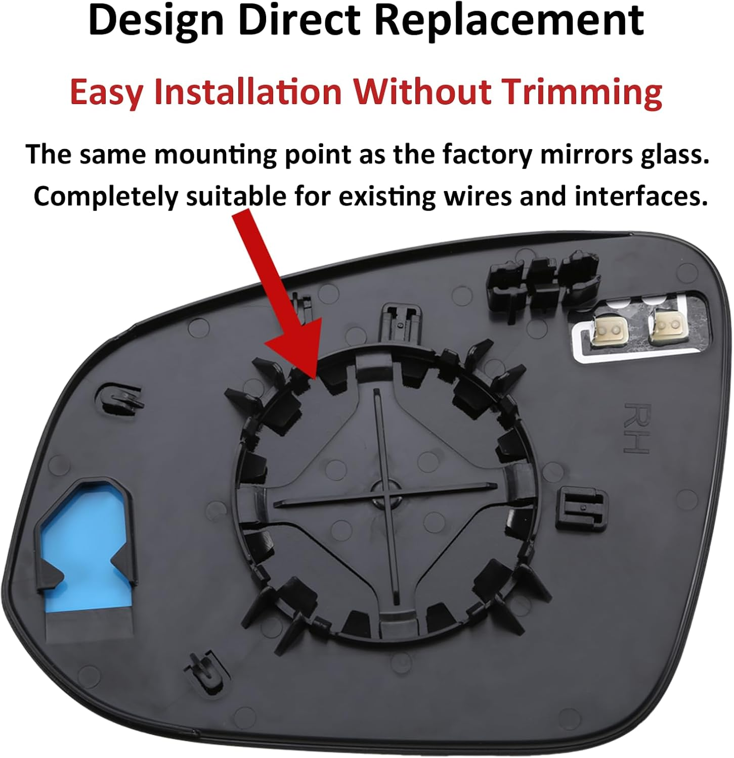 LOIYLLEN Right Side Mirror Replacement for Toyota Highlander 2014 2015 2016 2017 2018 2019 - Right Side Mirror Glass, Rear View Mirrors Glass with Power Heated image number 5
