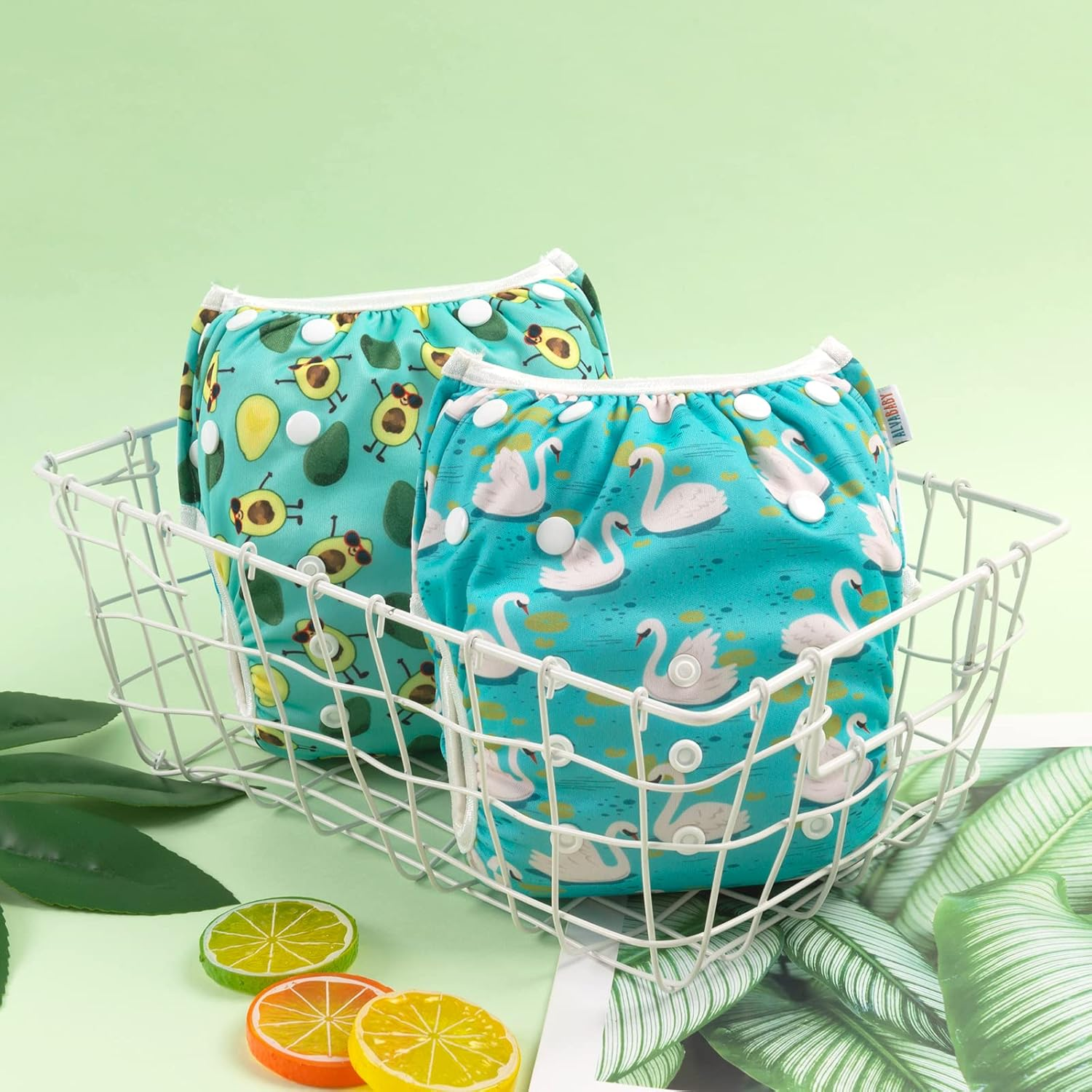 ALVABABY Large Swim Diapers 3Pcs Baby & Toddler Snap One Size Reusable Adjustable Baby Boy Adjustable Washable 0-2 Years Old 3SWY36-AU