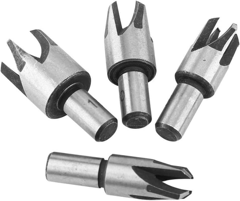 Bestgle 8 Pcs Wood Plug Cutter Cutting Tool Carbon Steel Straight and Tapered Taper Drill Bit Set Woodworking Hole Saw Tool, 5/8" 1/2" 3/8" 1/4" image number 3