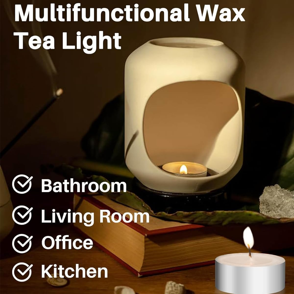 50 Pack Tealight Candles - Tea Lights Candles Unscented Tea Tree Lights Mini Votive, 4 Hours Long Burning White Tea Lights for Wedding, Table Centerpiece, Party, Power Outages image number 3