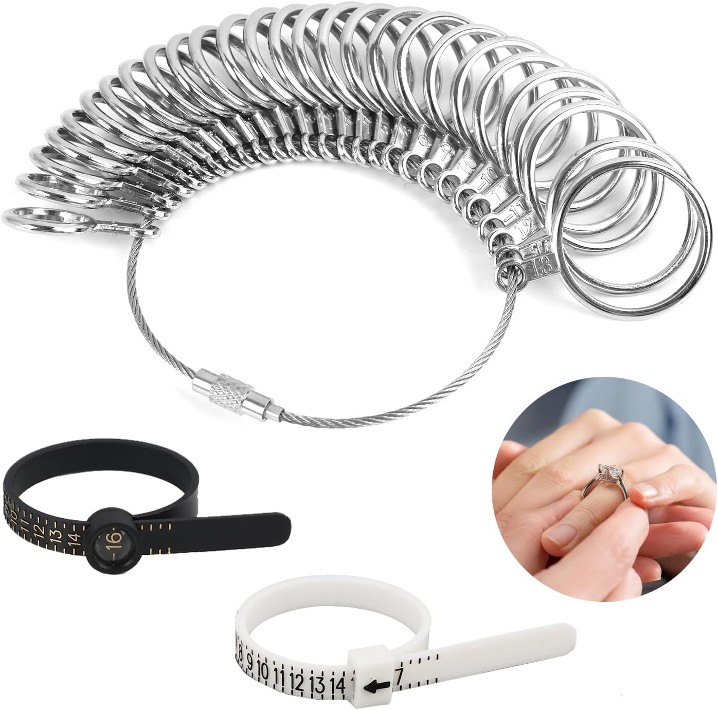 3 Pcs Ring Sizer Measuring Tool - Precision Ring Sizer Measuring Kit for US & European Sizes (0-13 with Half Sizes), Ideal for Jewelry Making, Repair & Accurate Finger Sizing image number 4