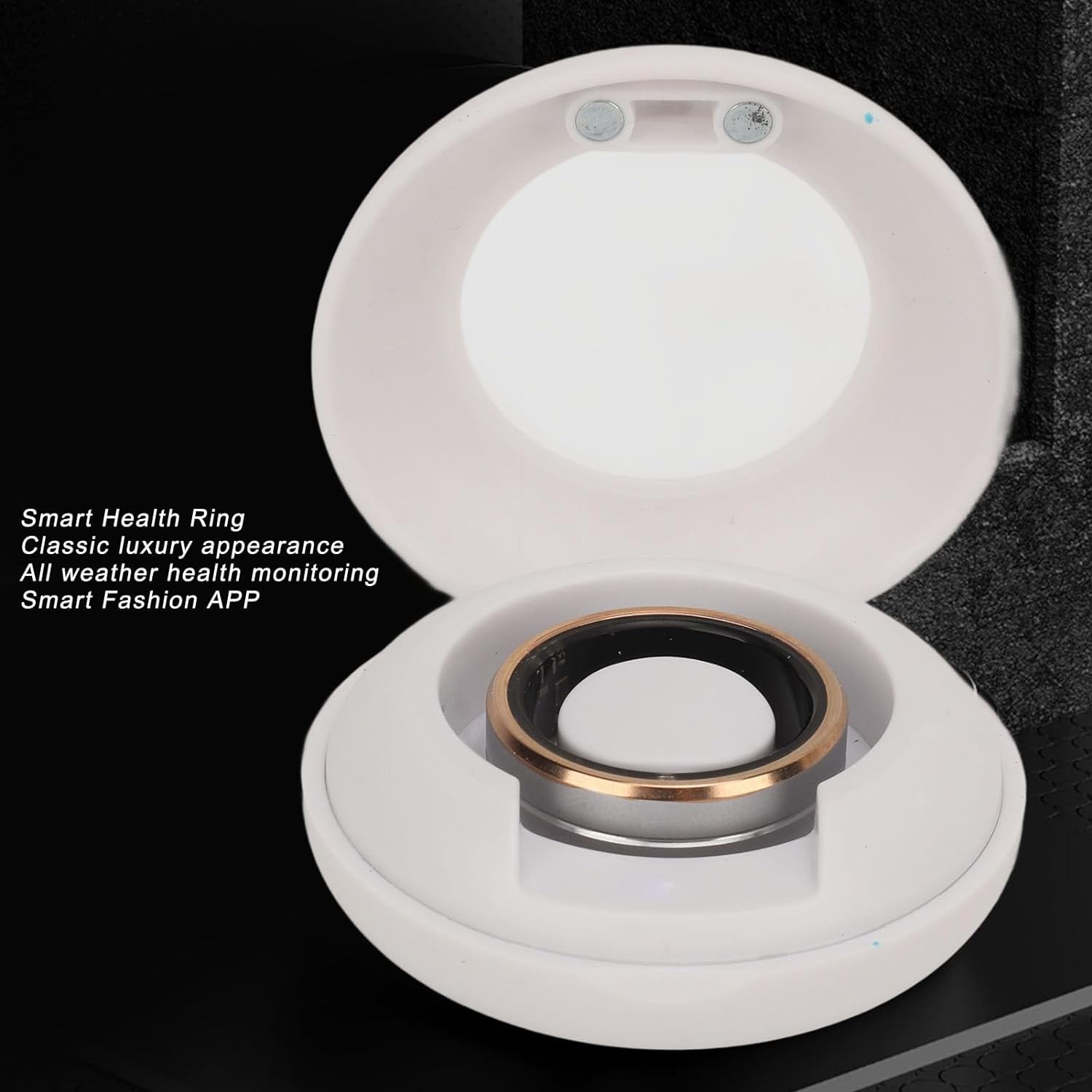 Denash Smart Ring Health Tracker,Ceramic Stainless Steel Pressure Heart Rate Monitor Fitness Ring,Camera Control Sleep Tracking Wearable Compatible with Ios & Android (Size 8) image number 3