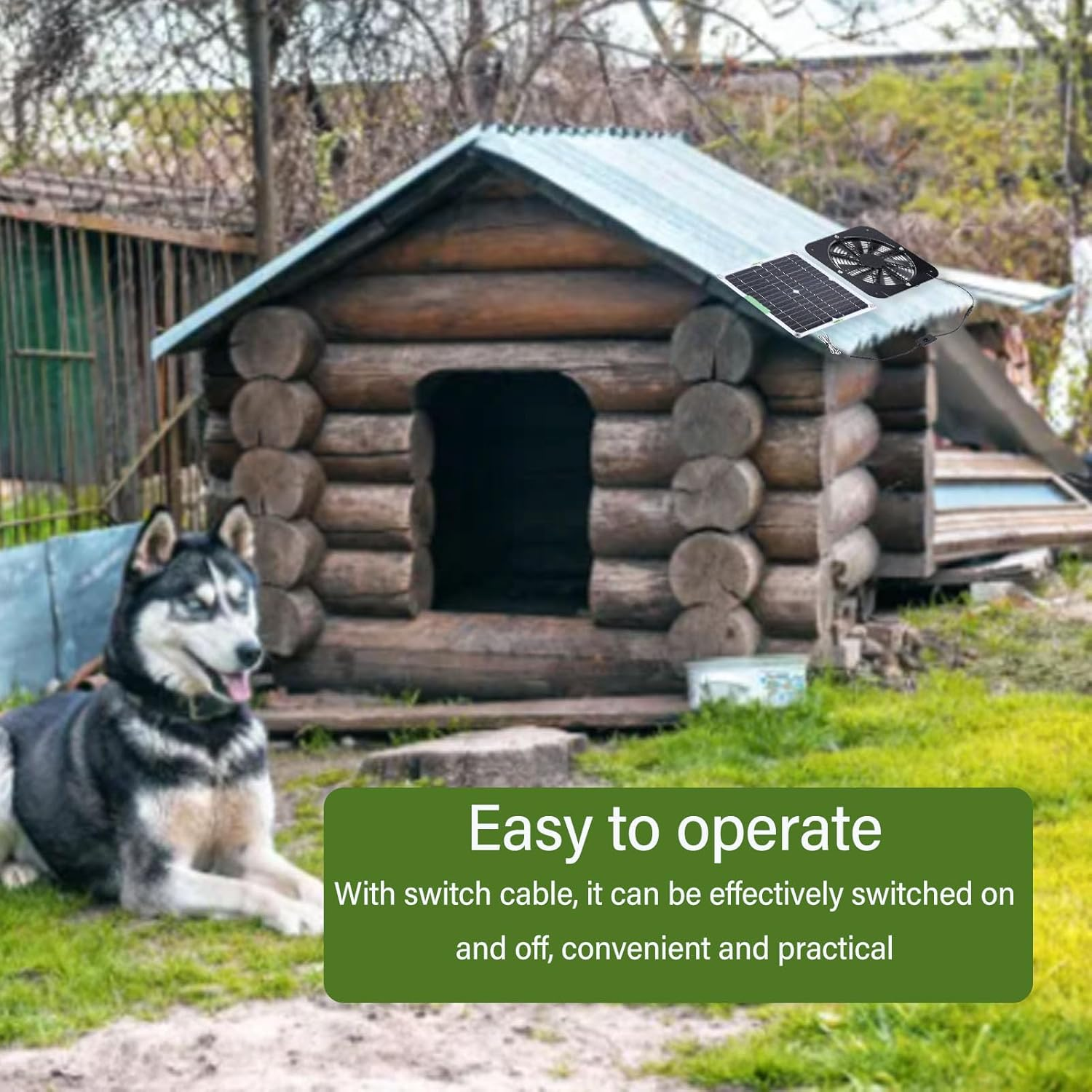 Solar Exhaust Fan, 100W Monocrystalline Silicon Solar Panel + Ventilating Fan 13.5 Inch, Solar Ventilation with Switch Cord, for Greenhouse, Chicken Coop, Shed, Attics image number 3