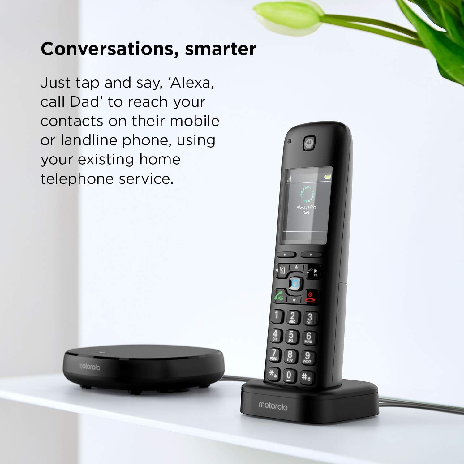 Motorola AXH01 (Set with Base and 1 Handset) Cordless Phone with Answering Machine, Built-In Alexa Voice Assistant - Portable Landline Phones for Home with 1 Cordless Handset image number 5