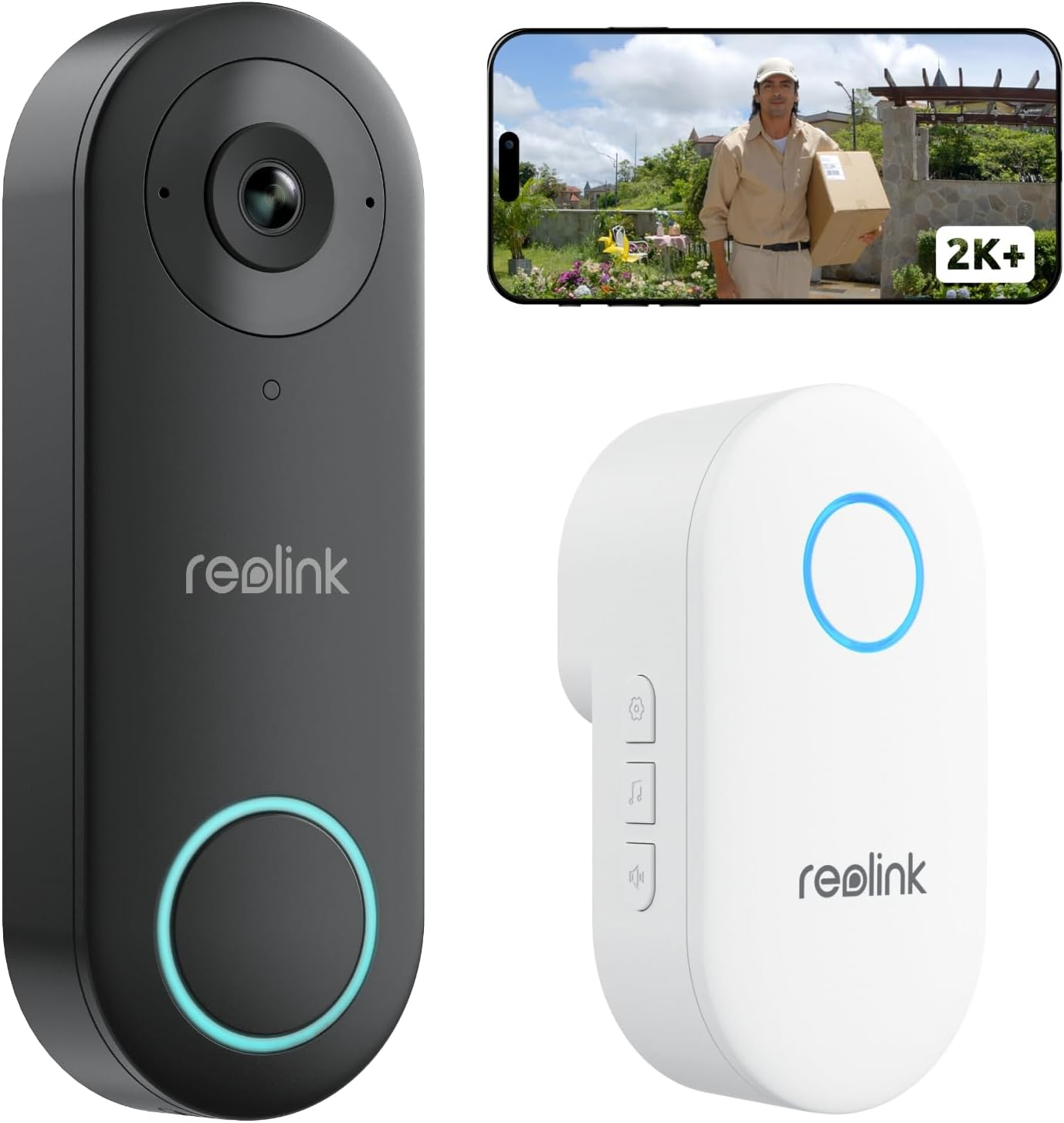 Reolink Video Doorbell with Chime, 5MP Ultra HD Wired Doorbell with Camera, 2.4/5Ghz Wifi, Personal Detection Alarms, 180&deg; Ultra Wide Angle, 2-Way Audio, Remote Access, Video Doorbell Wifi