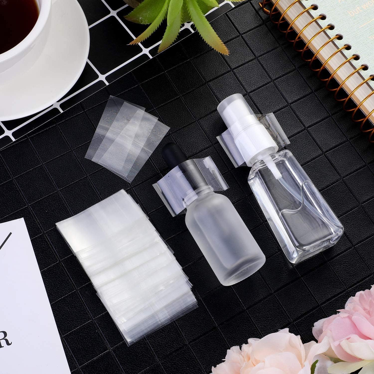 1000 Pieces PVC Heat Shrink Wrap Film Clear Perforated Shrink Bands Seal Bands 45X30Mm Heat Shrink Bands Fits 19-25 Mm Diameter Jar Cap round Bottle Seal Bands for Essential Oil Bottle Dropper Bottle image number 2