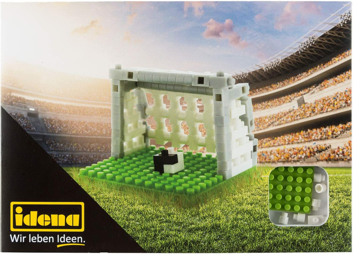 Idena 40147 - Football Postcard with a 3D Model Building Set with 142 Original Brixies Mini Building Blocks, Difficulty Level 1, Greeting Card or Gift for Children and Adults image number 4