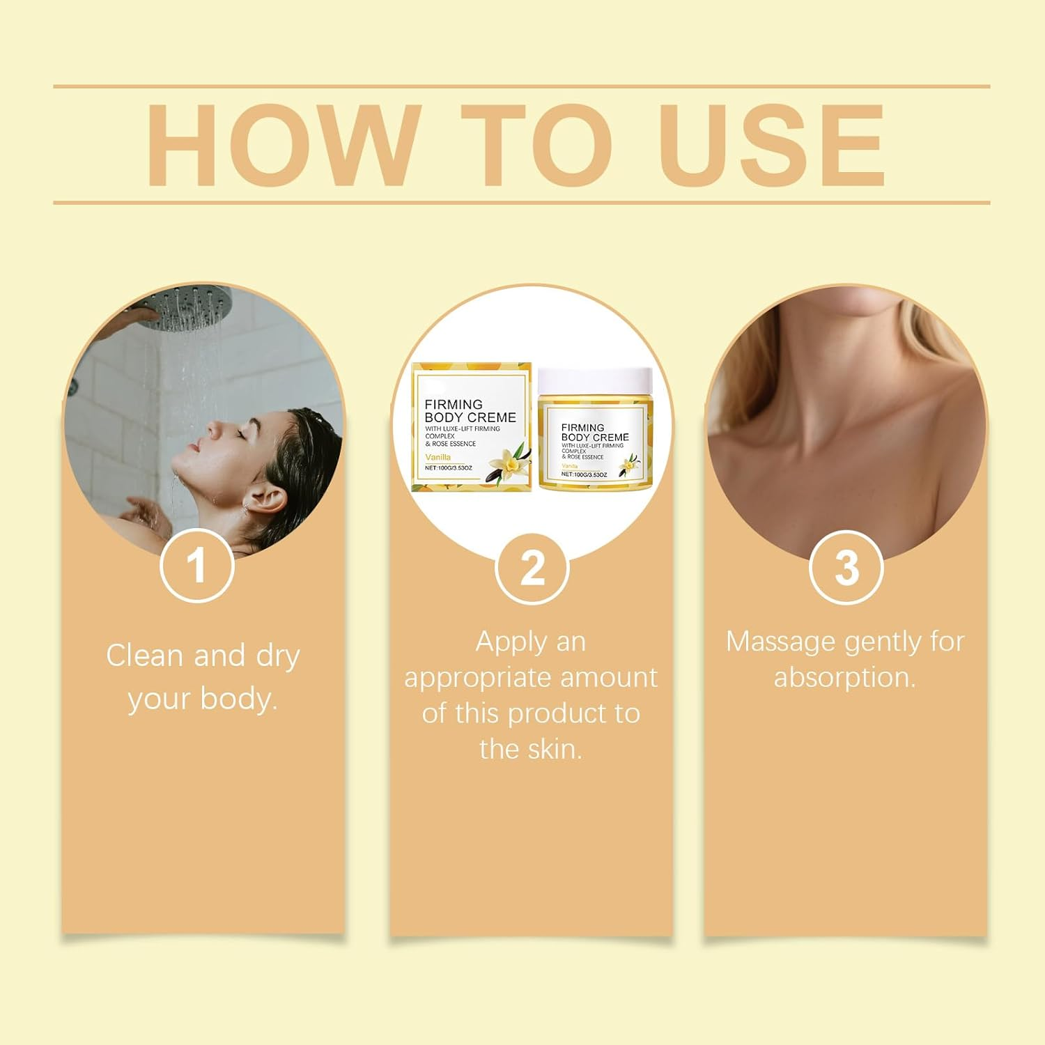 Firming Body Cream, Tightening and Lifting Neck Cream for Hydration and Wrinkle Reduction, Pistachio Lotion for Dry Skin, Nourishing Vanilla Scent, for Men and Women, Naked and Thriving (2PCS) image number 2