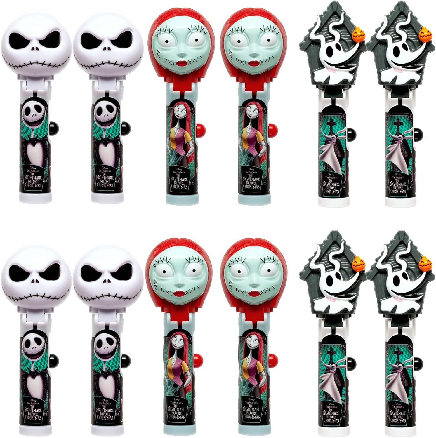 Nightmare before Christmas Lollipop Holder 12 Count | Collectable Toy Lollipop Case | Party Favors for Halloween, Goodie Bags, Pi&ntilde;ata Candy, Game Prizes | Bulk Set of 12 | Lollipops Included image number 3