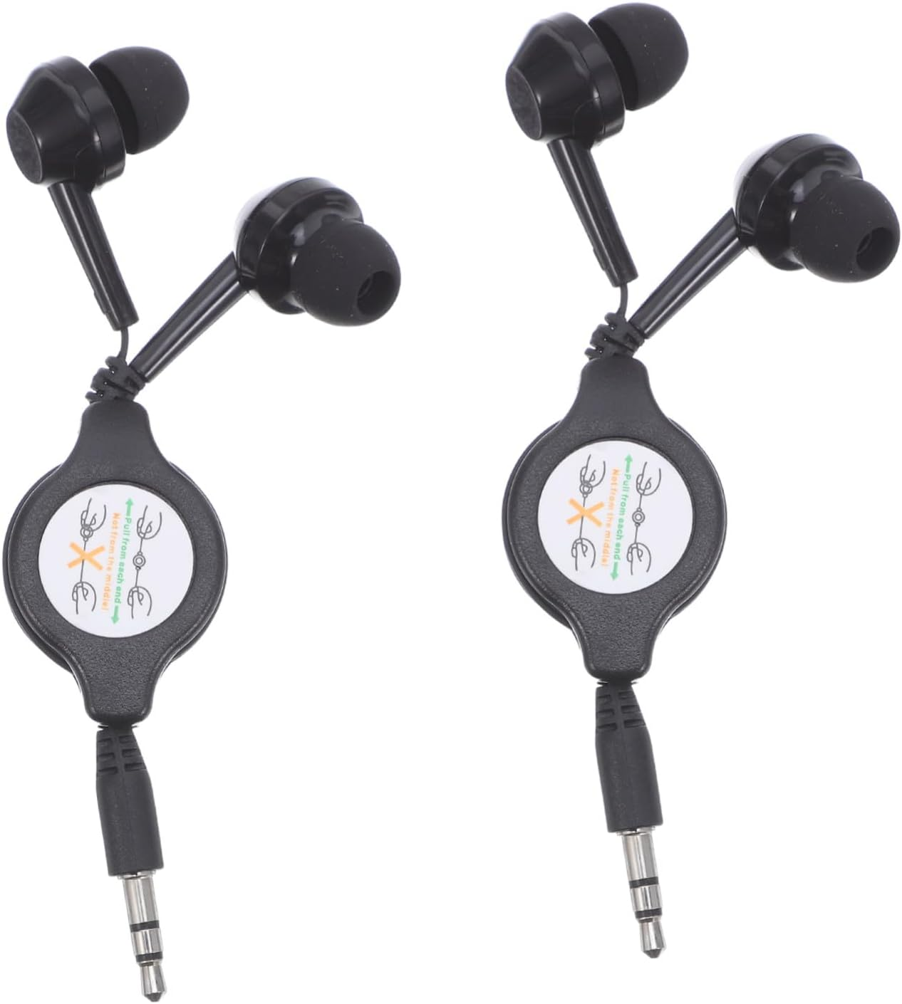 Homoyoyo 2Pcs Double-Pull Retractable Earphones Portable Retractable Wired Earphones Ear Headphones for Running and Exercise image number 4