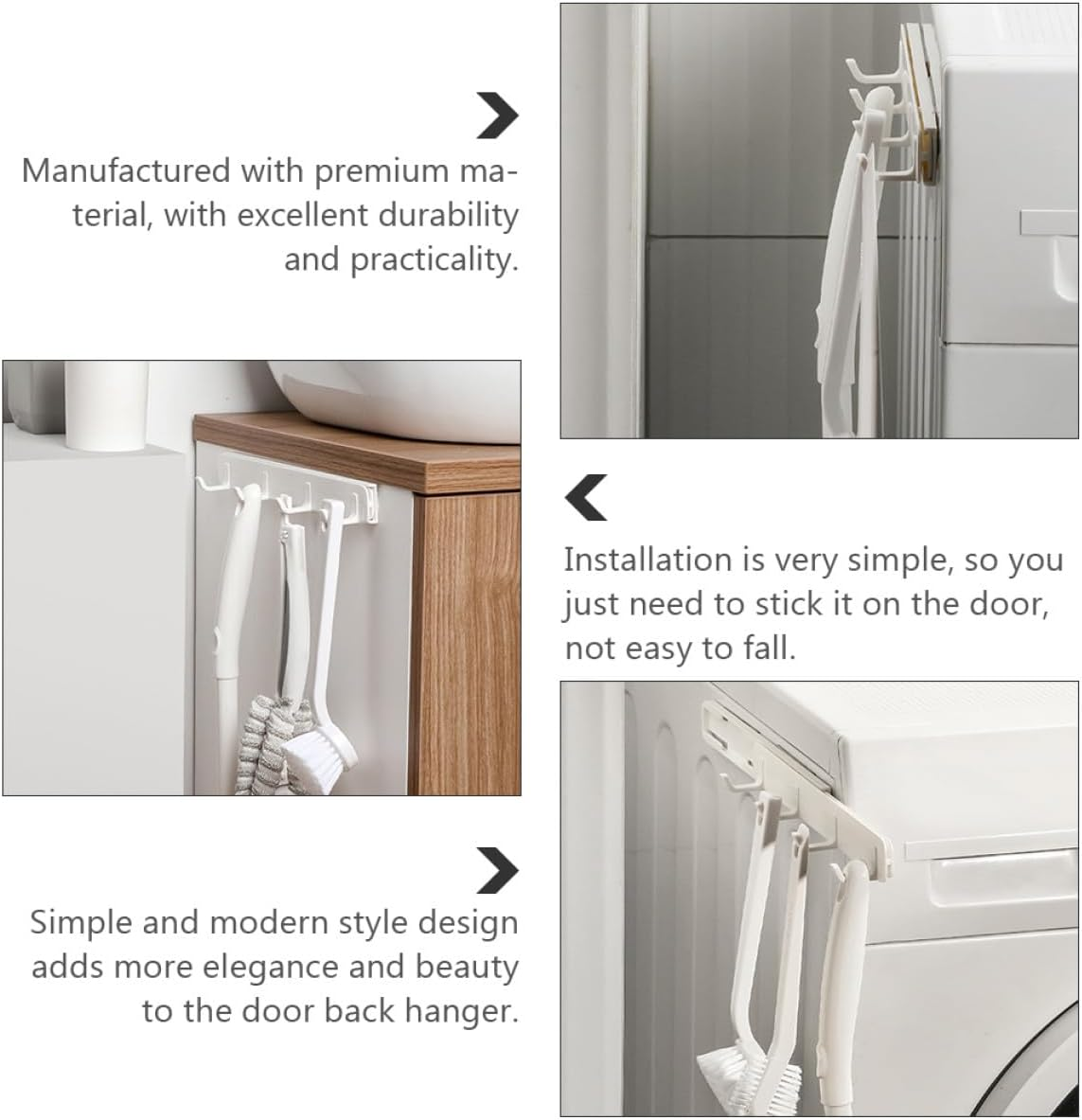 ABOOFAN 2Pcs Retractable Free Punch Wall Gaps Hooks White Kitchen Bathroom Hanging Row Hooks for Towel Coat Hat Storage image number 3