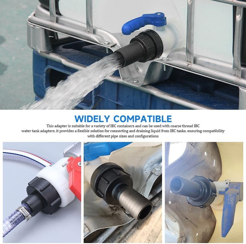 25Mm IBC Water Tank Fittings Black with Sealing Ring, Water Butt Water Tank Faucet Replacement Connector for Garden Hose Adapter Valve Parts image number 2