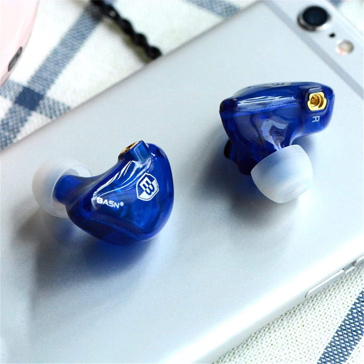 BASN Bsinger in Ear Monitors Wired Earphones with Noise Isolation, Dual Dynamic Drivers High Definition Iems with MMCX Detachable Cable for Musicians Drummers Singers(Blue) - Blue image number 2