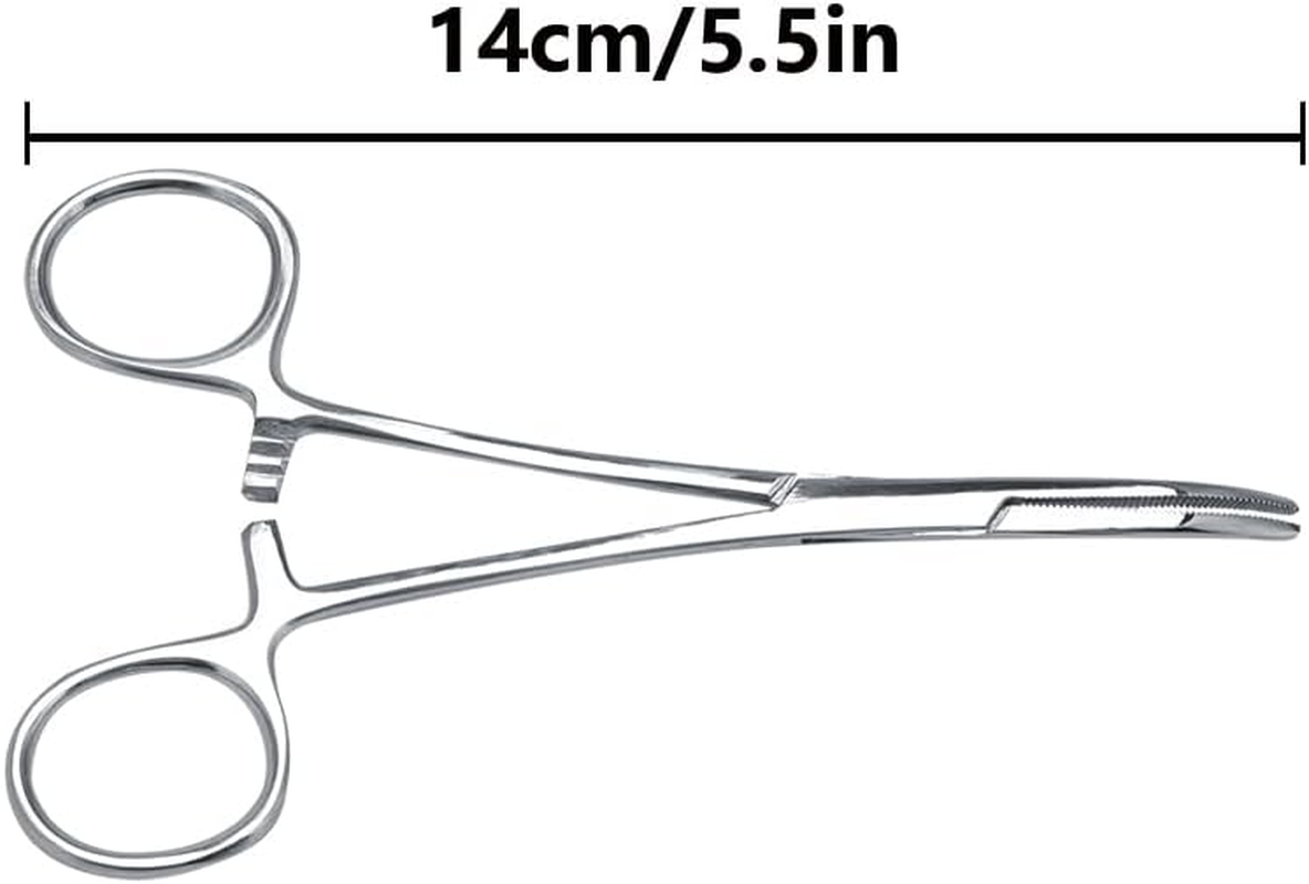 Hemostat Forceps, Curved Tip Cleaning Clamp Ear Hair Tweezers Pet Grooming Scissors Professional Stainless Steel Dog Trimmer Dogs Ears Puller Accessories Silver for Cats Nose Ear Hair(Large)