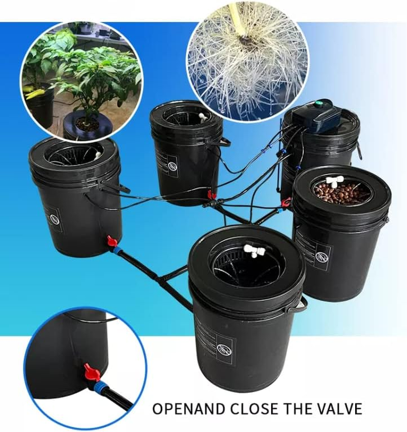 GROZY Hydroponic DWC & Drip Recirculating Growing System 4 Plant Buckets Complete Kit image number 2